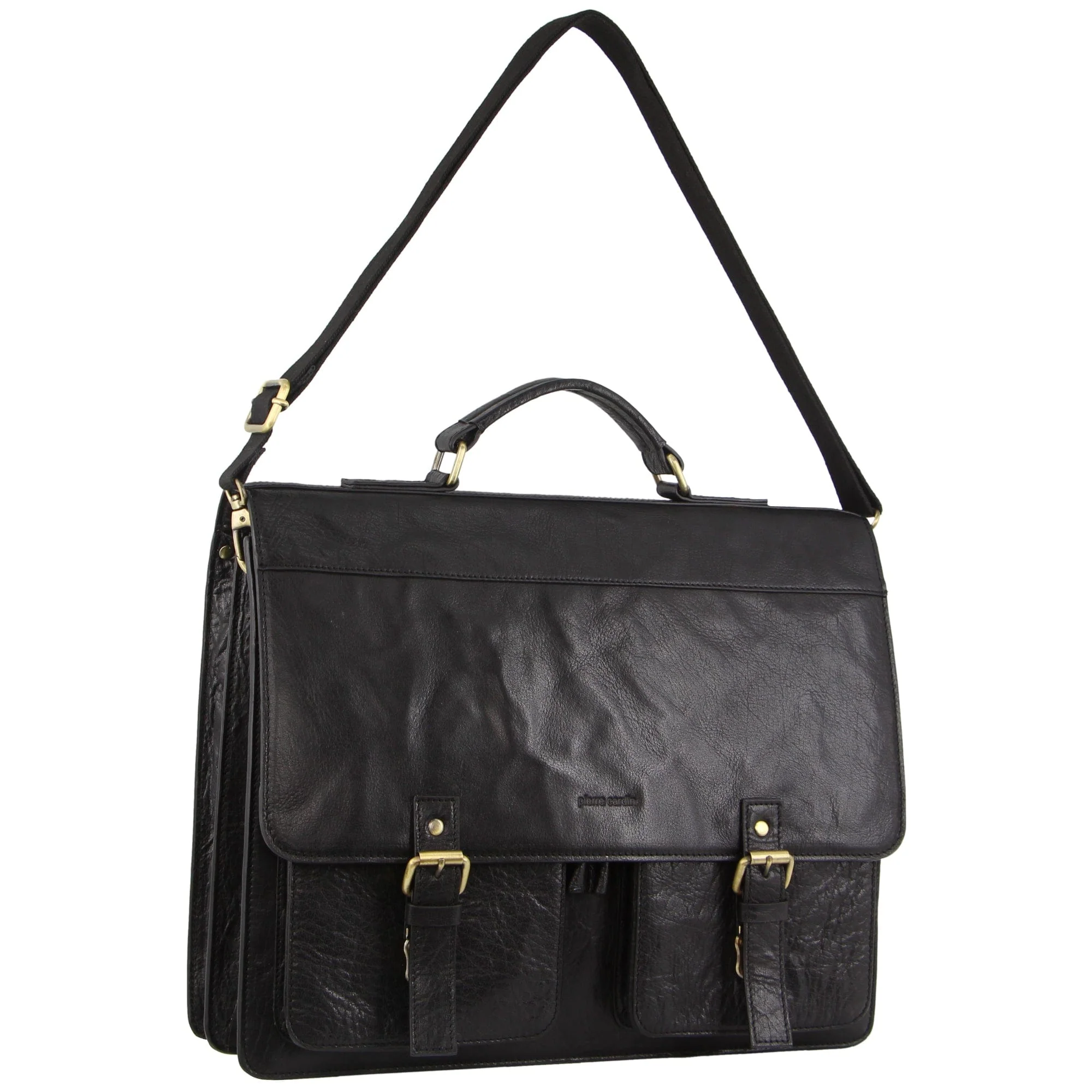 Pierre Cardin Men's Leather Business/Computer Shoulder Bag 39x31cm Black - Image 5