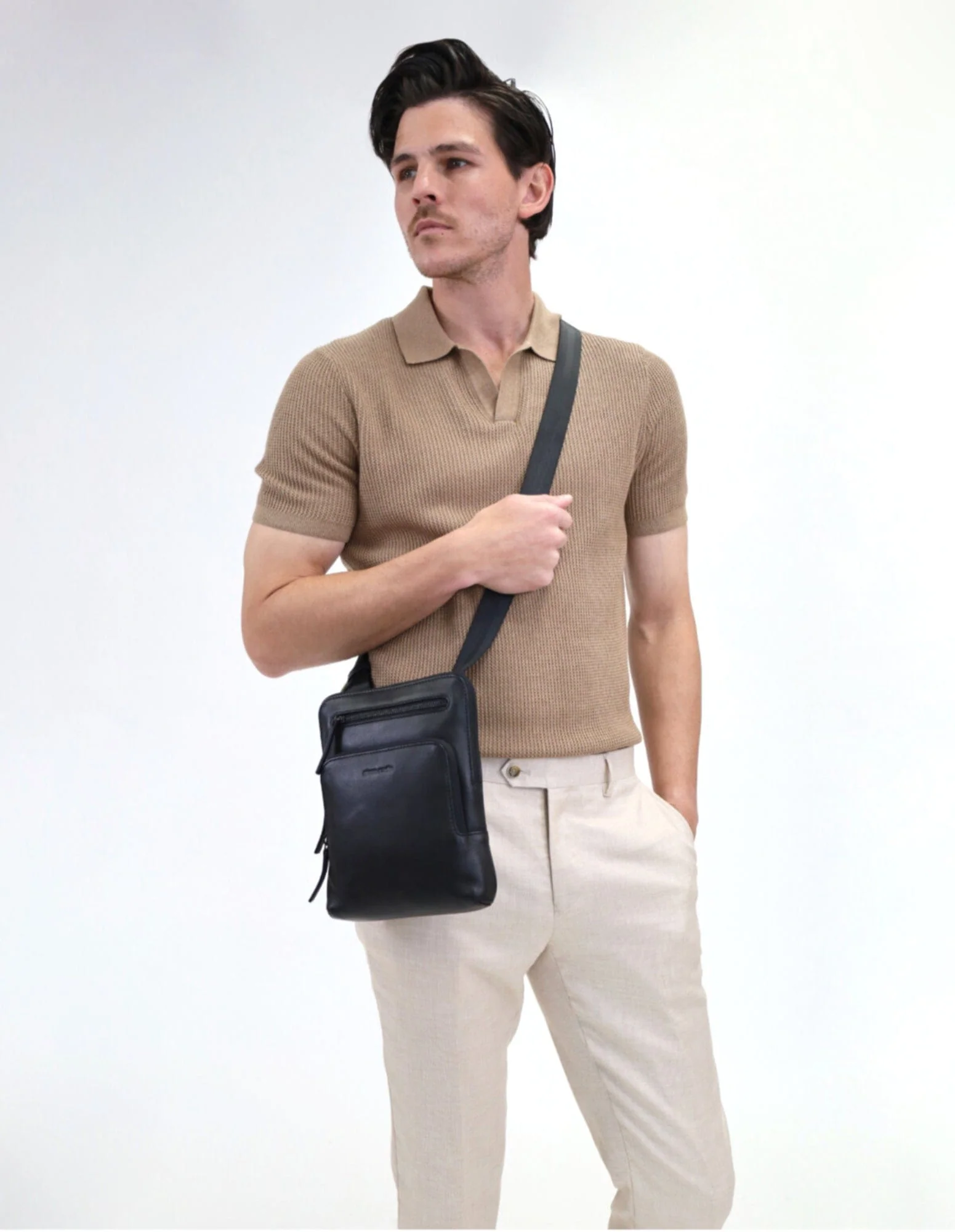 Pierre Cardin Men's Leather Casual Shoulder Crossbody Bag 18x24cm Black - Image 2