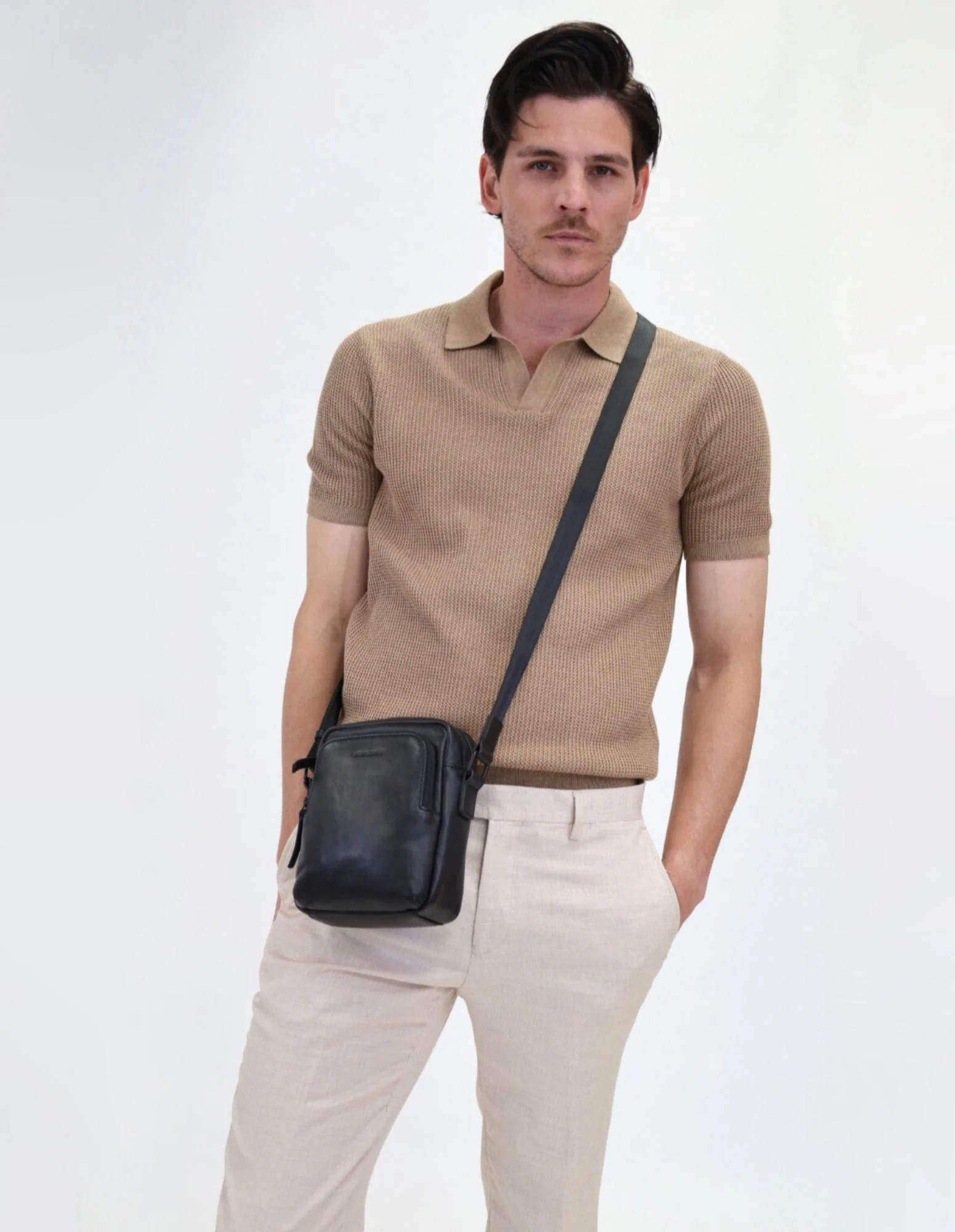 Pierre Cardin Men's Leather Classic Shoulder Crossbody Bag 18x19cm Black - Image 5