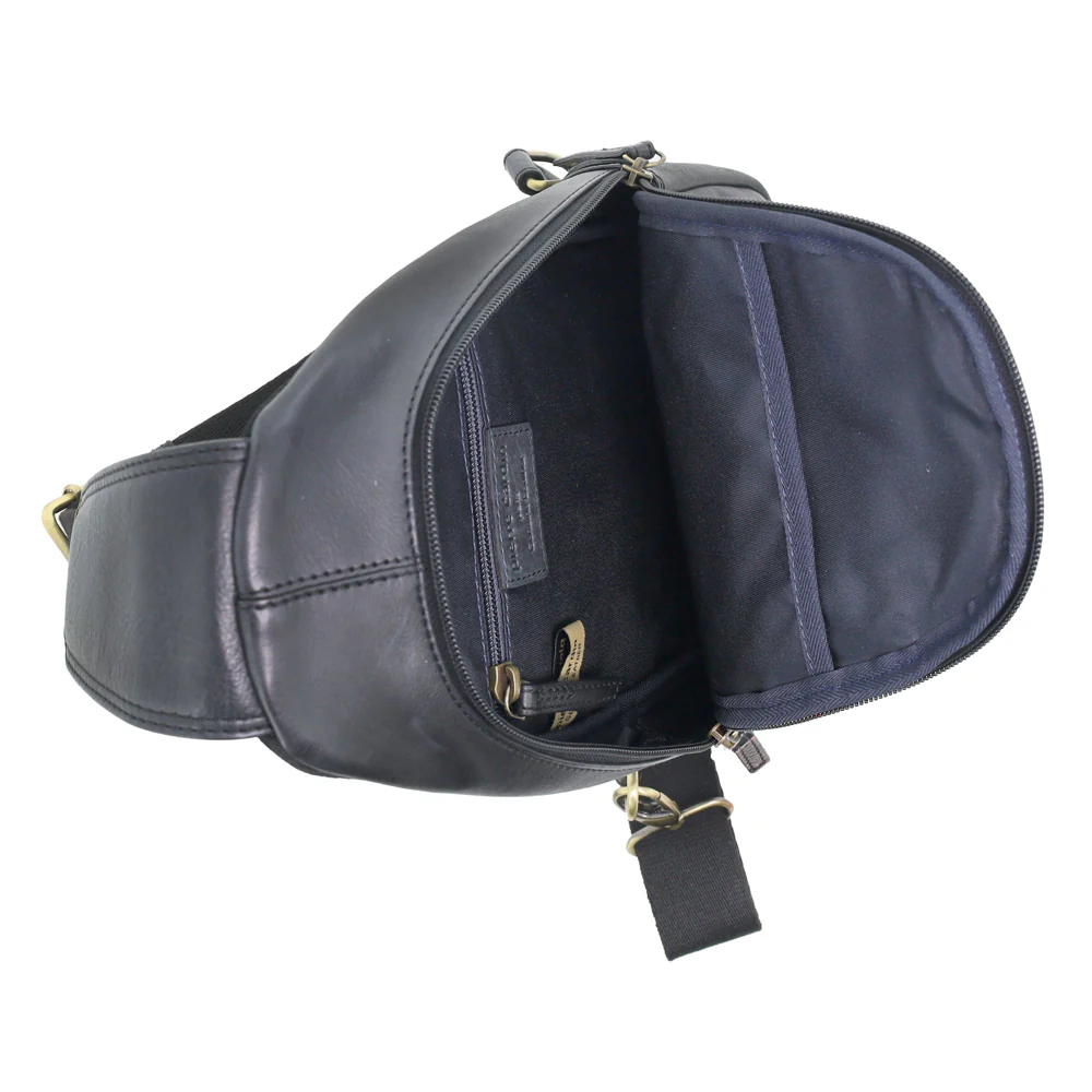 Pierre Cardin Men's Leather Crossbody Sling Bag w/ Adjustable Strap 20cm Black - Image 2