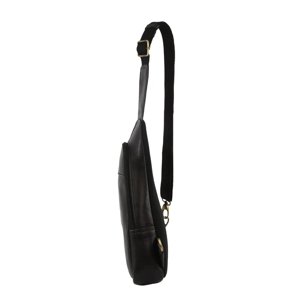 Pierre Cardin Men's Leather Crossbody Sling Bag w/ Adjustable Strap 20cm Black - Image 3