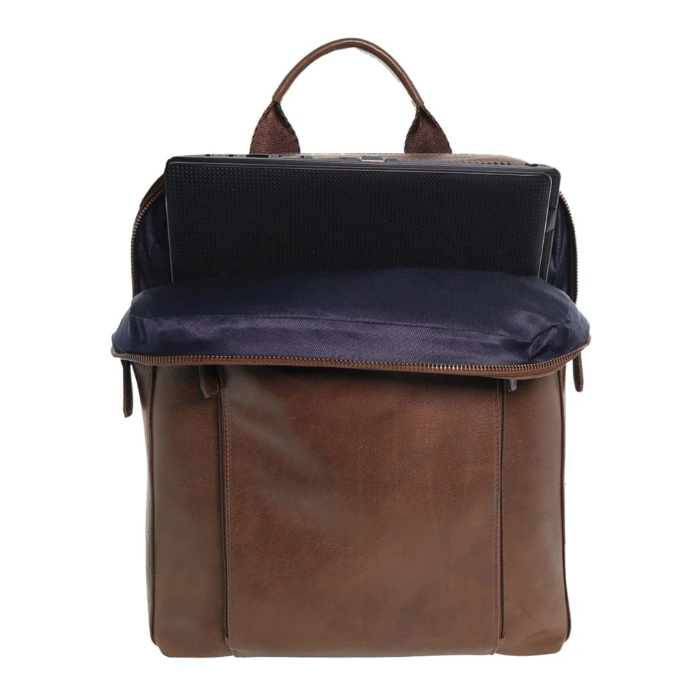 Pierre Cardin Men's Leather Functional Business/Laptop Backpack Bag 40cm Oak - Image 3