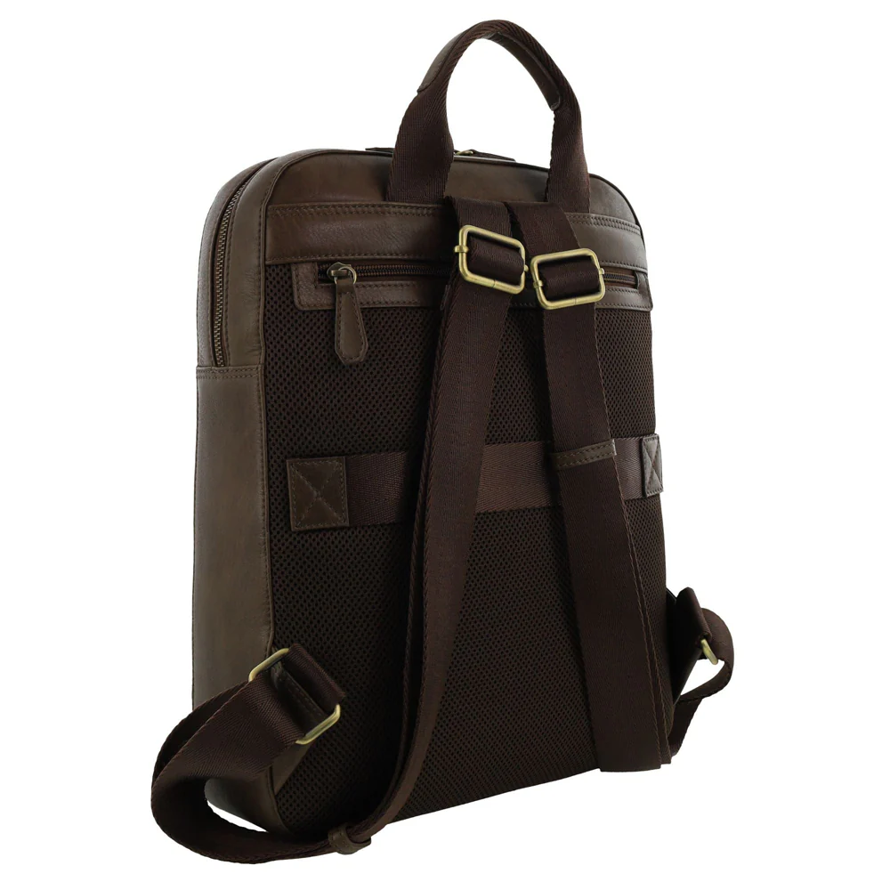 Pierre Cardin Men's Leather Functional Business/Laptop Backpack Bag 40cm Oak - Image 5
