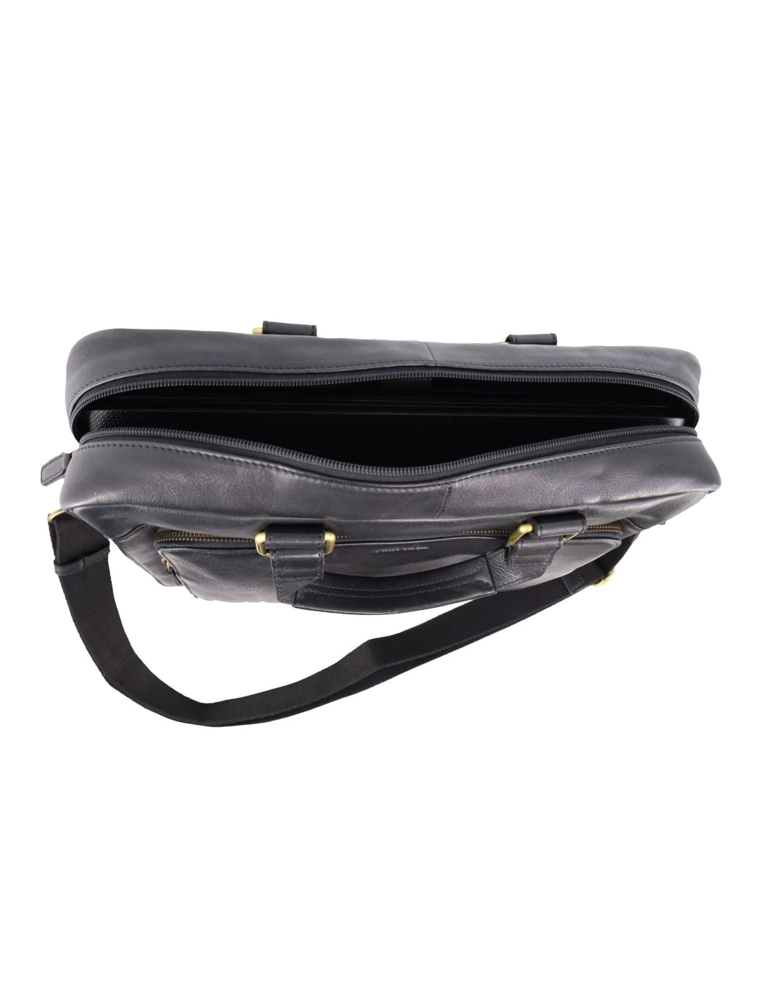 Pierre Cardin Men's Leather Rustic Business/Laptop Shoulder Bag 41x29cm Black - Image 5
