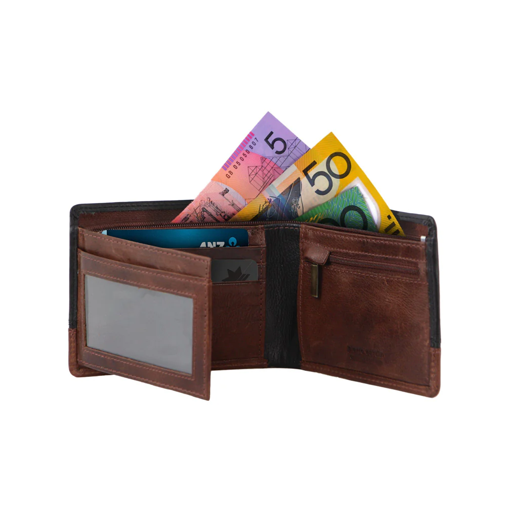 Pierre Cardin Men's Leather Tri-Fold RFID Protected Wallet 12cm Black Cognac - Image 3