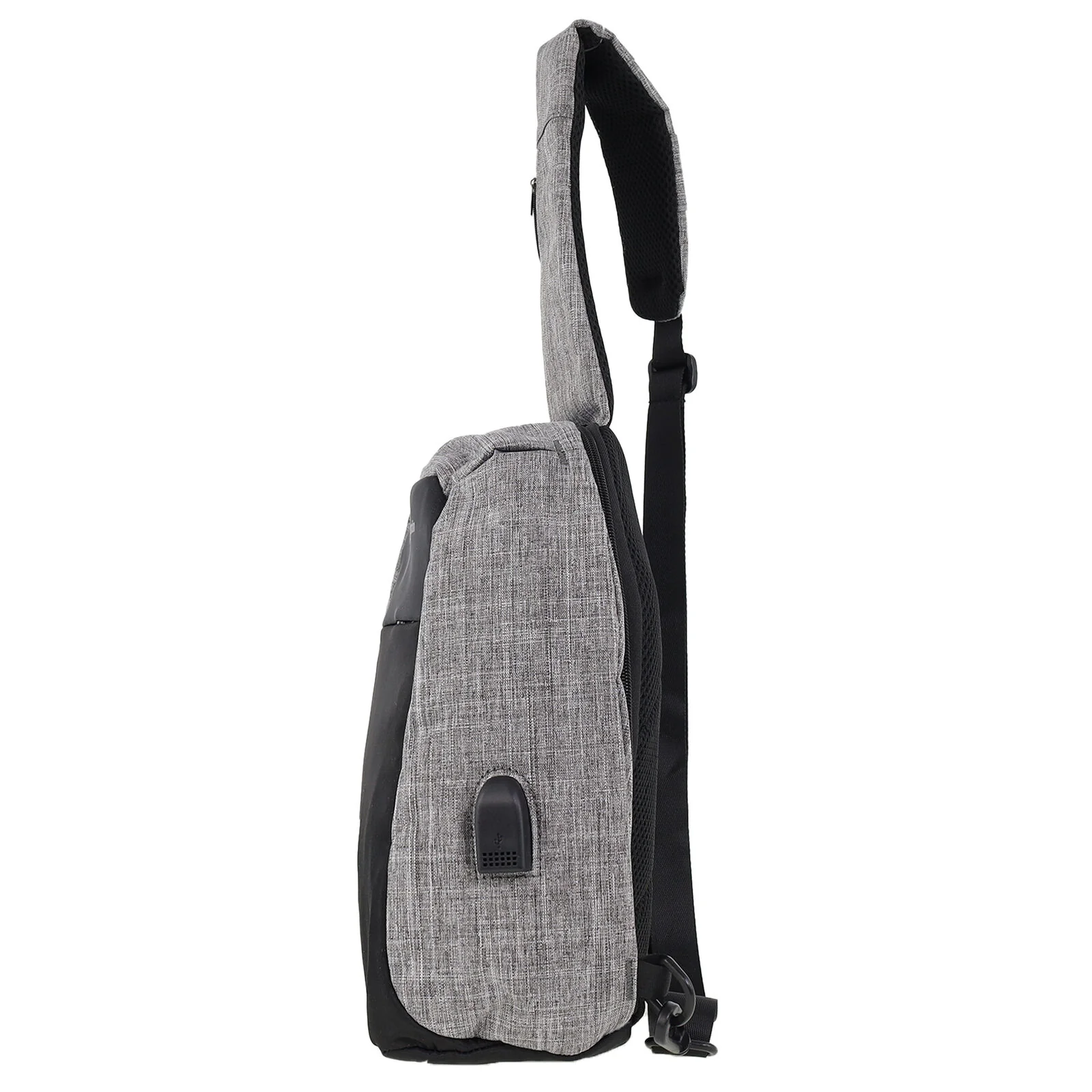 Pierre Cardin Mens Nylon Sling Bag - Grey/Black - Image 4