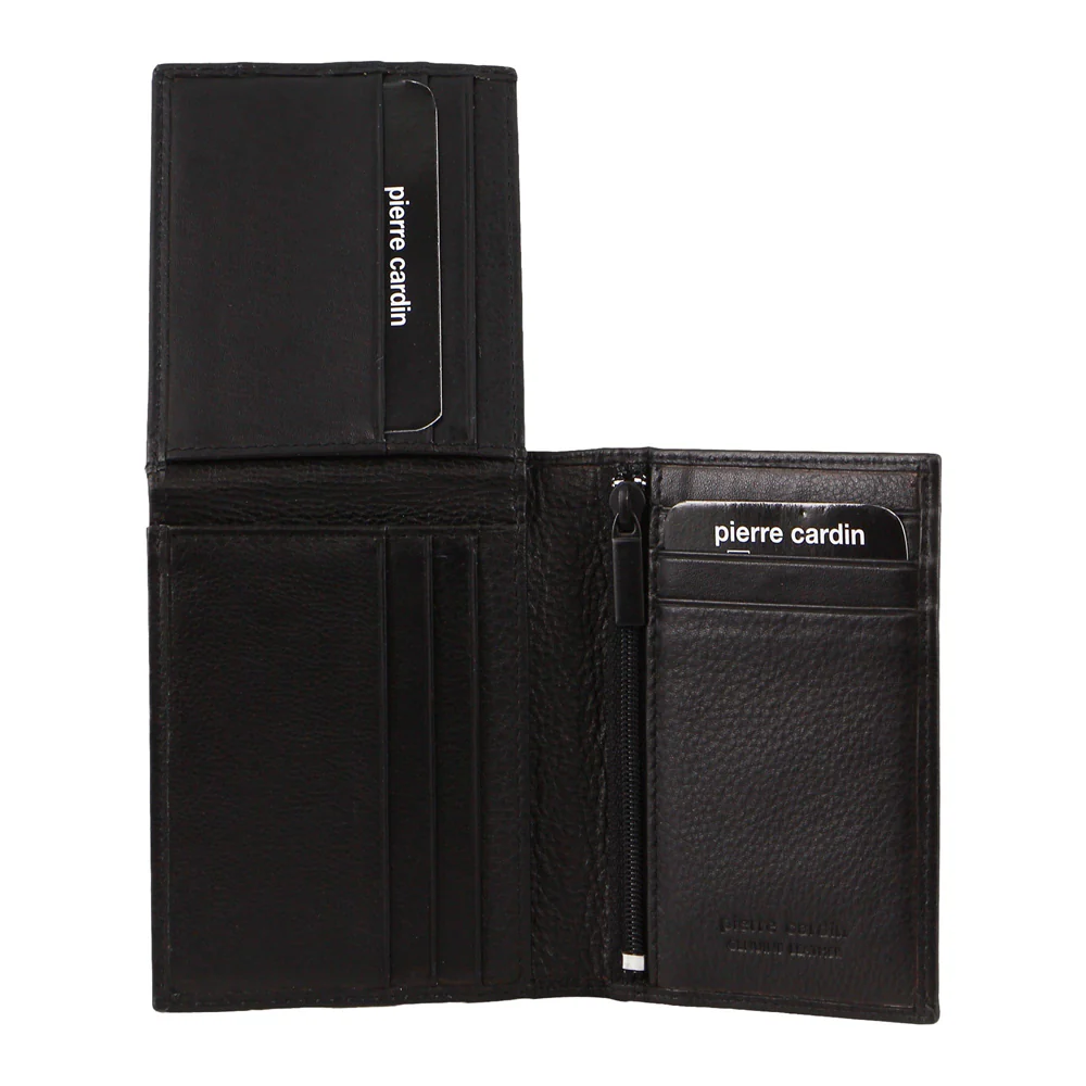 Pierre Cardin Men's Rustic Leather Bi-Fold Flap Protected RFID Wallet Black - Image 3