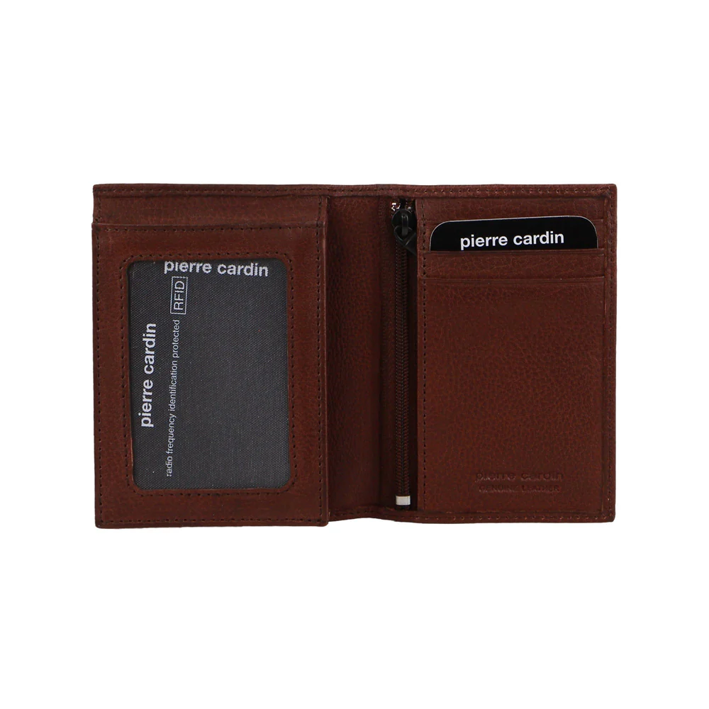 Pierre Cardin Men's Rustic Leather Bi-Fold Flap Protected RFID Wallet Brown - Image 2
