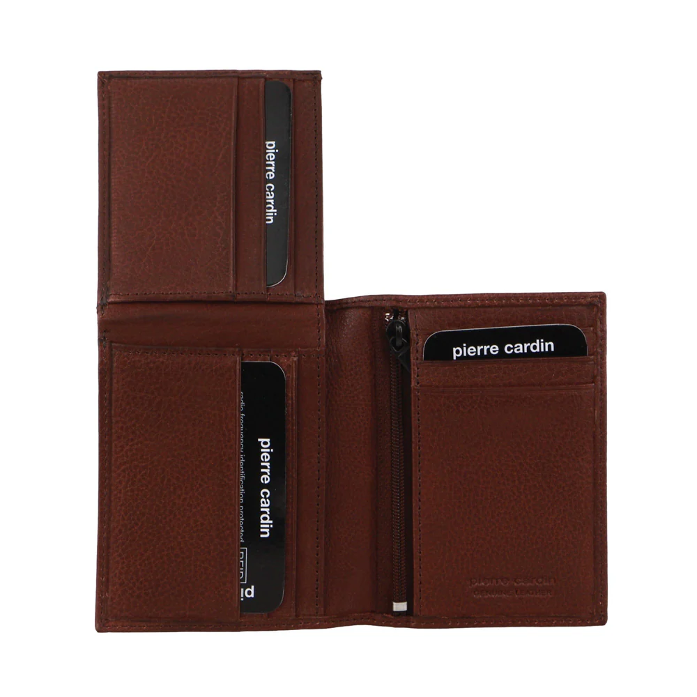 Pierre Cardin Men's Rustic Leather Bi-Fold Flap Protected RFID Wallet Brown - Image 3