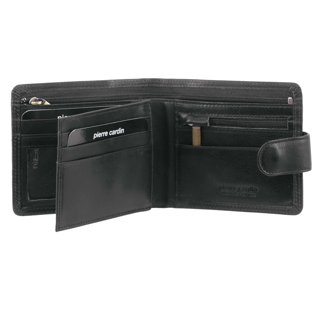 Pierre Cardin Men's Rustic Leather Bi-Fold RFID Protected Wallet Black - Image 2