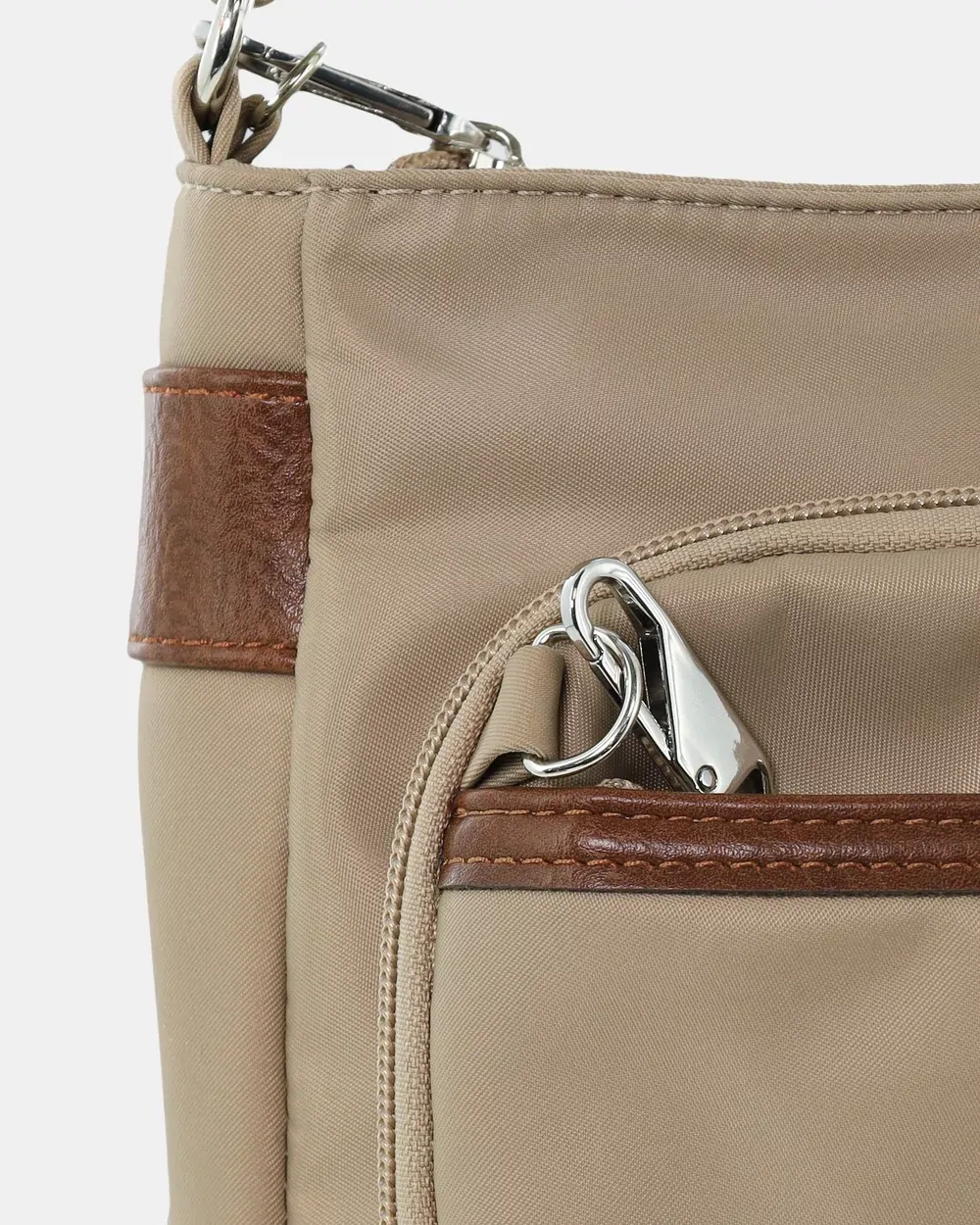 Pierre Cardin Nylon Cross Body Bag Slash Proof Shoulder Anti-Theft in Camel - Image 5