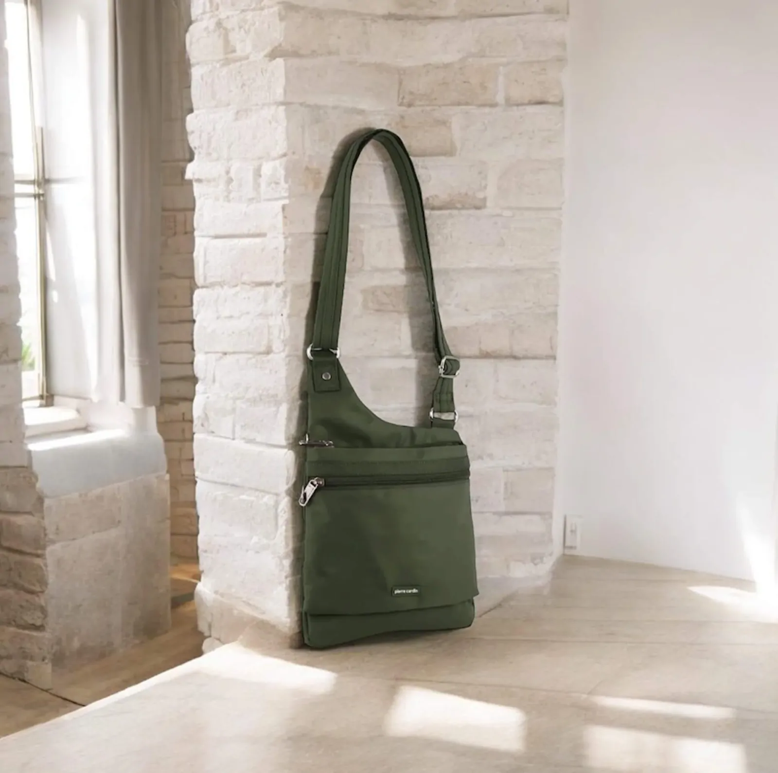 Pierre Cardin RFID Cross Body Bag Travel Anti-Theft Slash Proof - Olive - Image 5