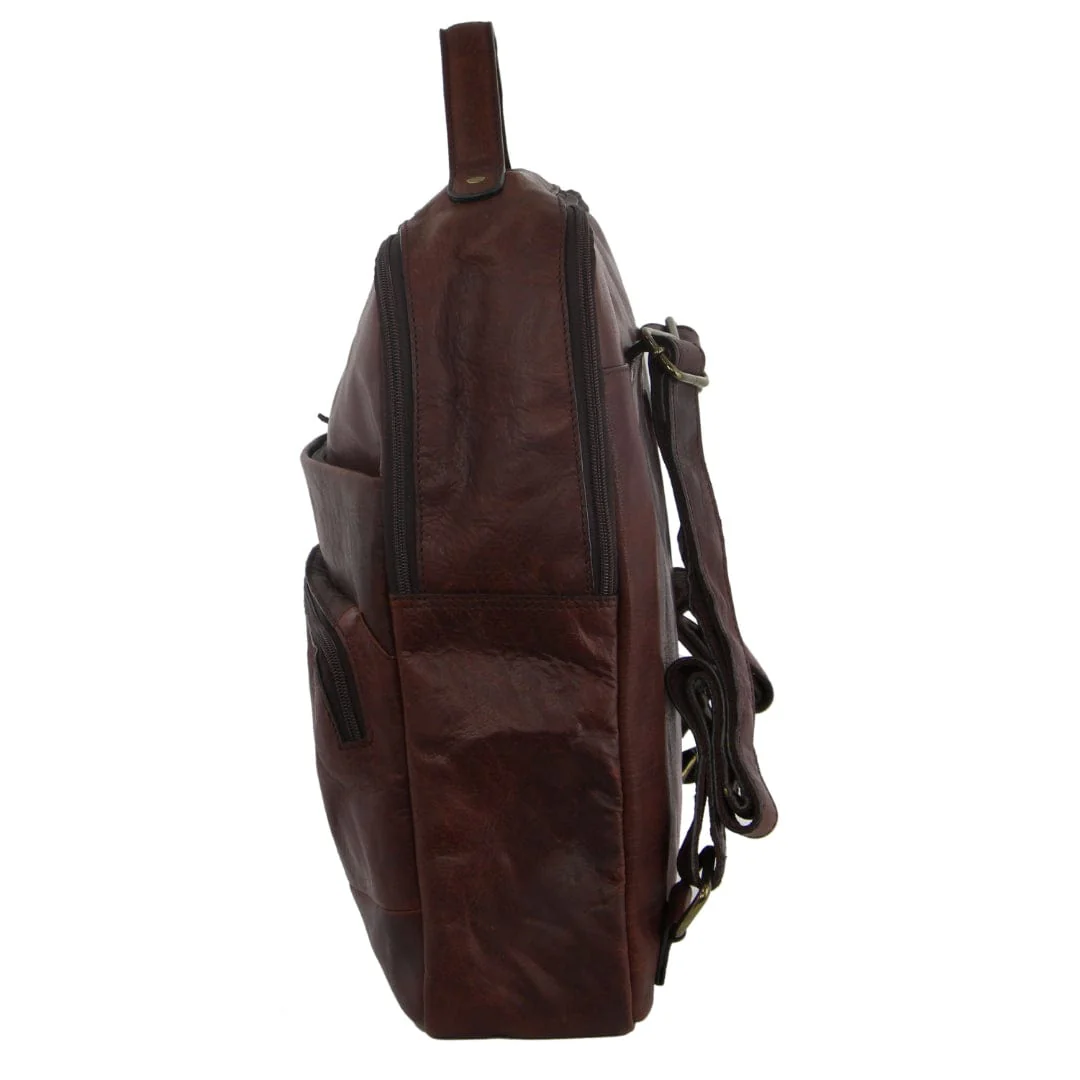 Pierre Cardin Rustic Leather Business Backpack/Computer Bag 30x36cm Chestnut - Image 4