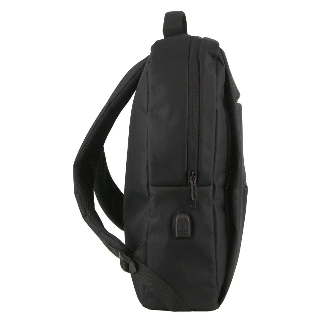 Pierre Cardin Travel Backpack with USB Port - Black - Image 4
