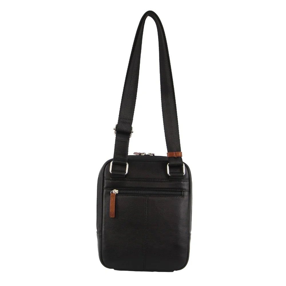 Pierre Cardin Unisex Leather 15in Laptop Shoulder Crossbody Bag 42x33cm Black - Image 3