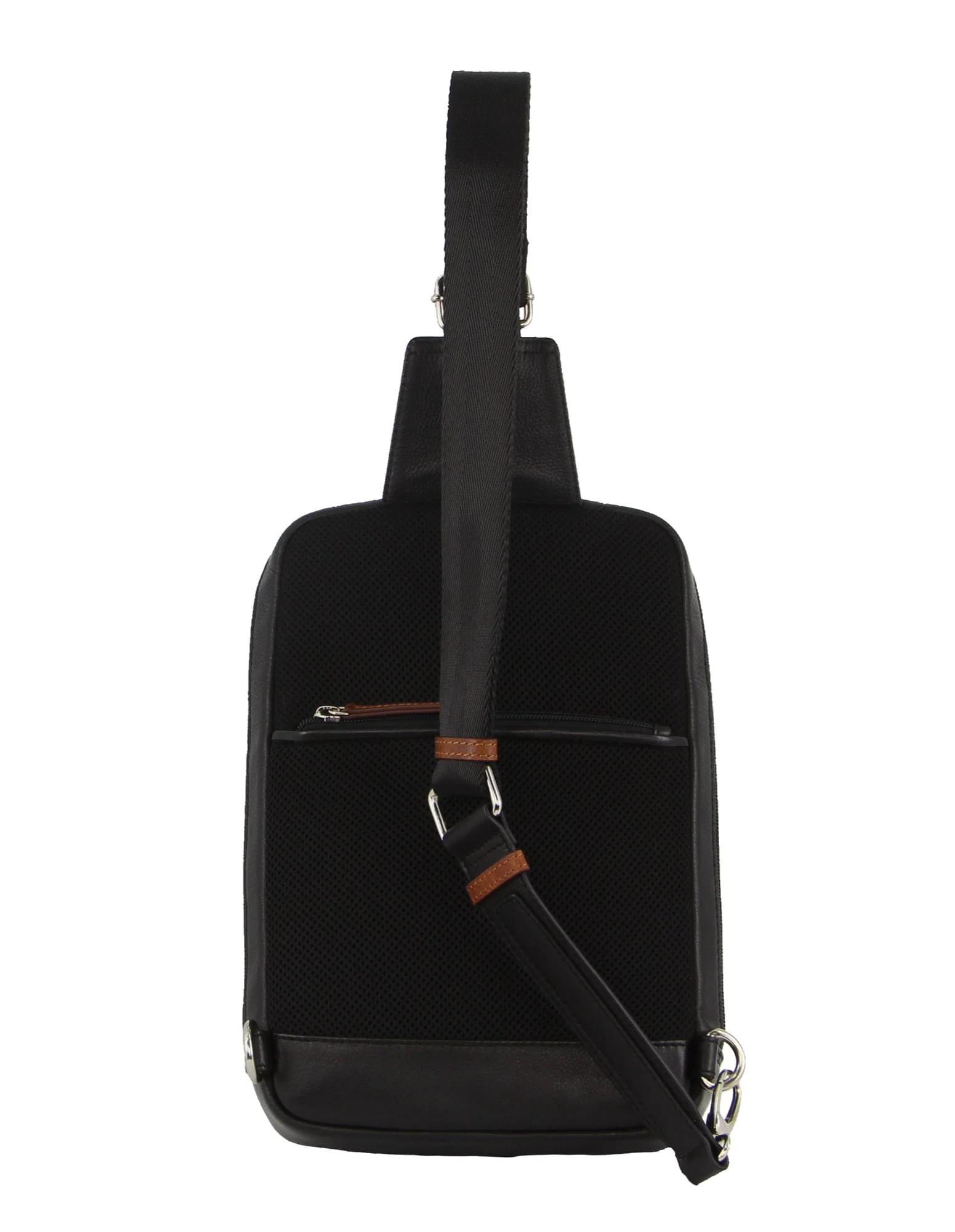 Pierre Cardin Unisex Leather 3 Way Crossbody Sling Bag 22cm Black - Image 4