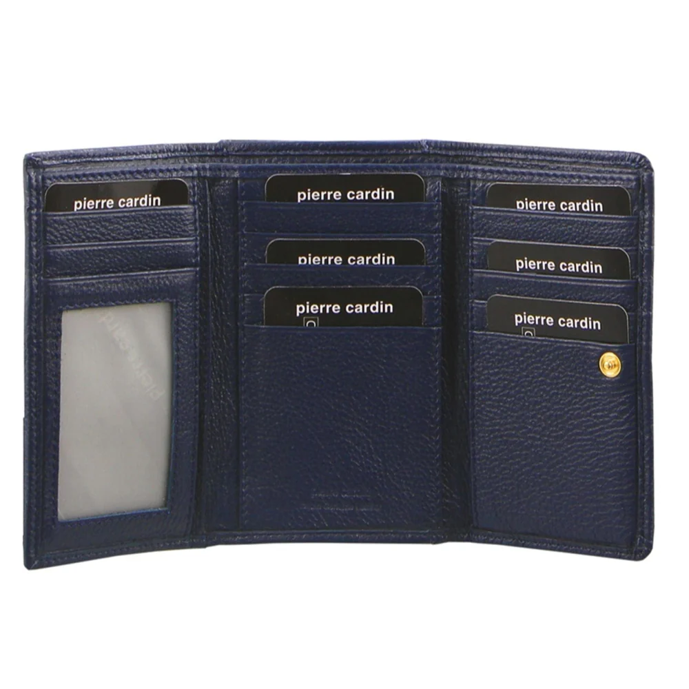 Pierre Cardin Women's Leather Tri-Fold Protected RFID Wallet 14cm Navy - Image 2