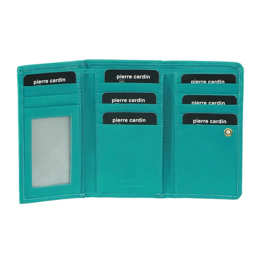 Pierre Cardin Women's Leather Tri-Fold Protected RFID Wallet 14cm Turquoise - Image 2