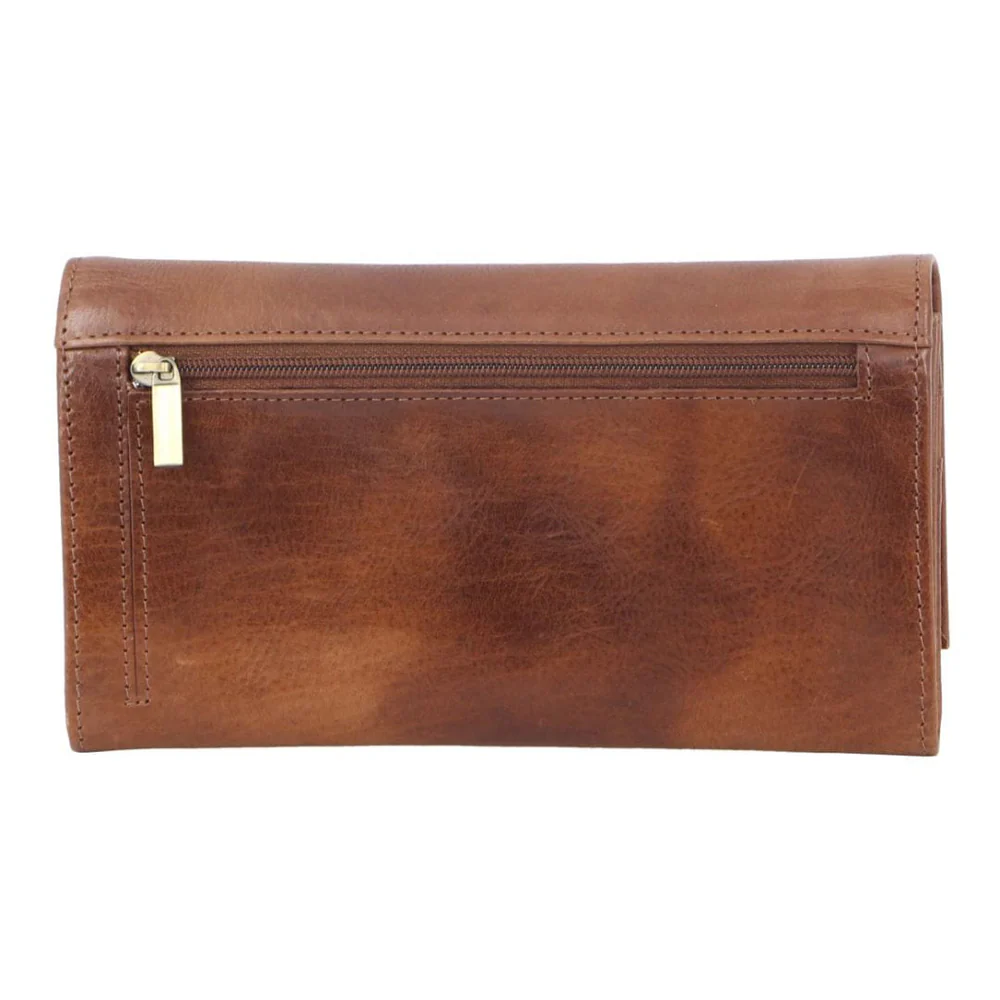 Pierre Cardin Women's Rustic Leather Protected RFID Wallet 19cm Cognac - Image 3