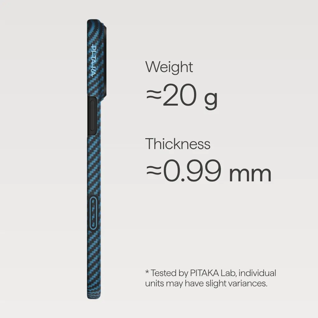 PITAKA Aramid Fibre Ultra-Slim Case for iPhone 17 Pro Black/Blue - Image 3