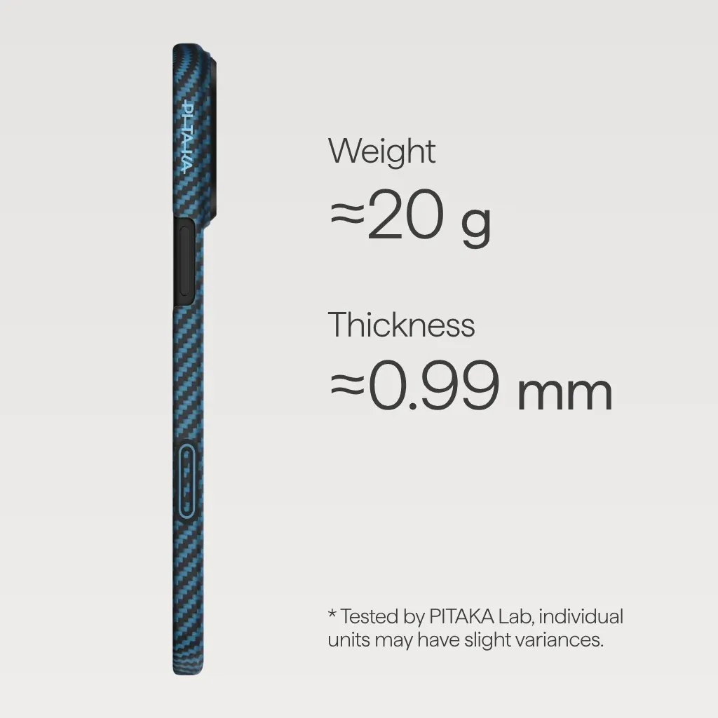 PITAKA Aramid Fibre Ultra-Slim Case for iPhone 17 Pro Max Black/Blue - Image 4