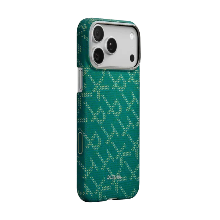 PITAKA Aramid Fibre Ultra-Slim Case for iPhone 17 Pro Monogram (Gold/Green)