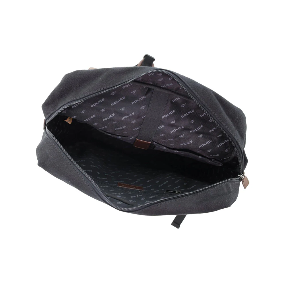 Police Canvas Leather Laptop Messenger Travel Backpack Bag 35x45cm Black - Image 2