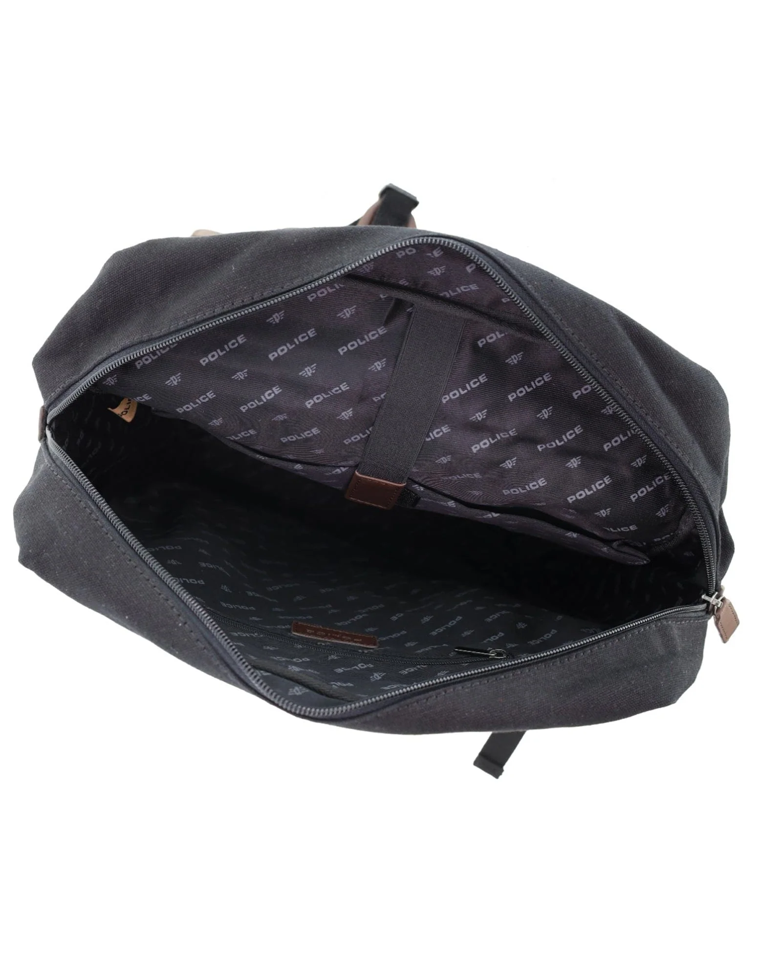 Police Canvas Leather Laptop Messenger Travel Backpack Bag 35x45cm Black - Image 4
