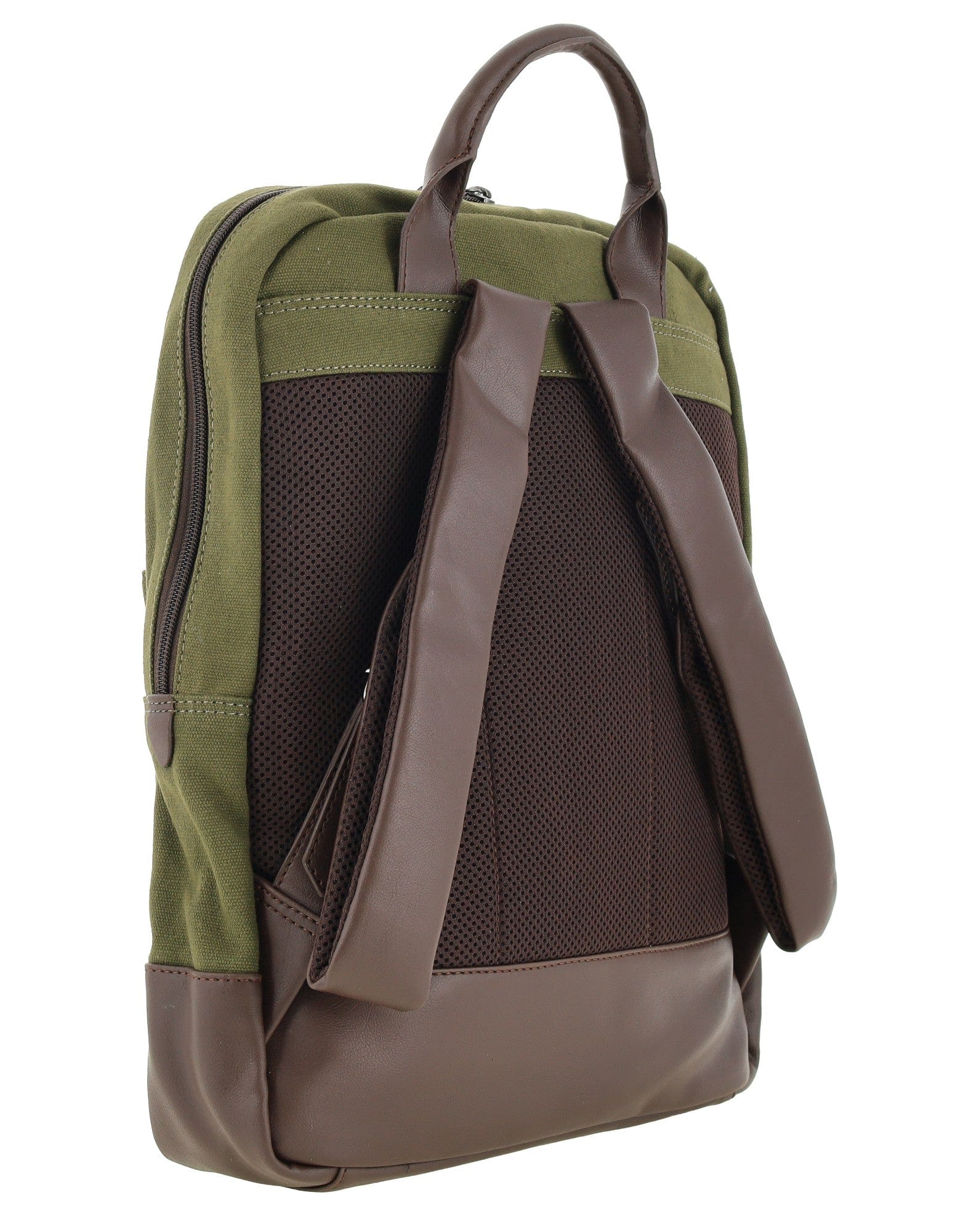Police Rustic Canvas Laptop Buisness Travel Backpack Bag 35x10x41cm Dark Olive - Image 5