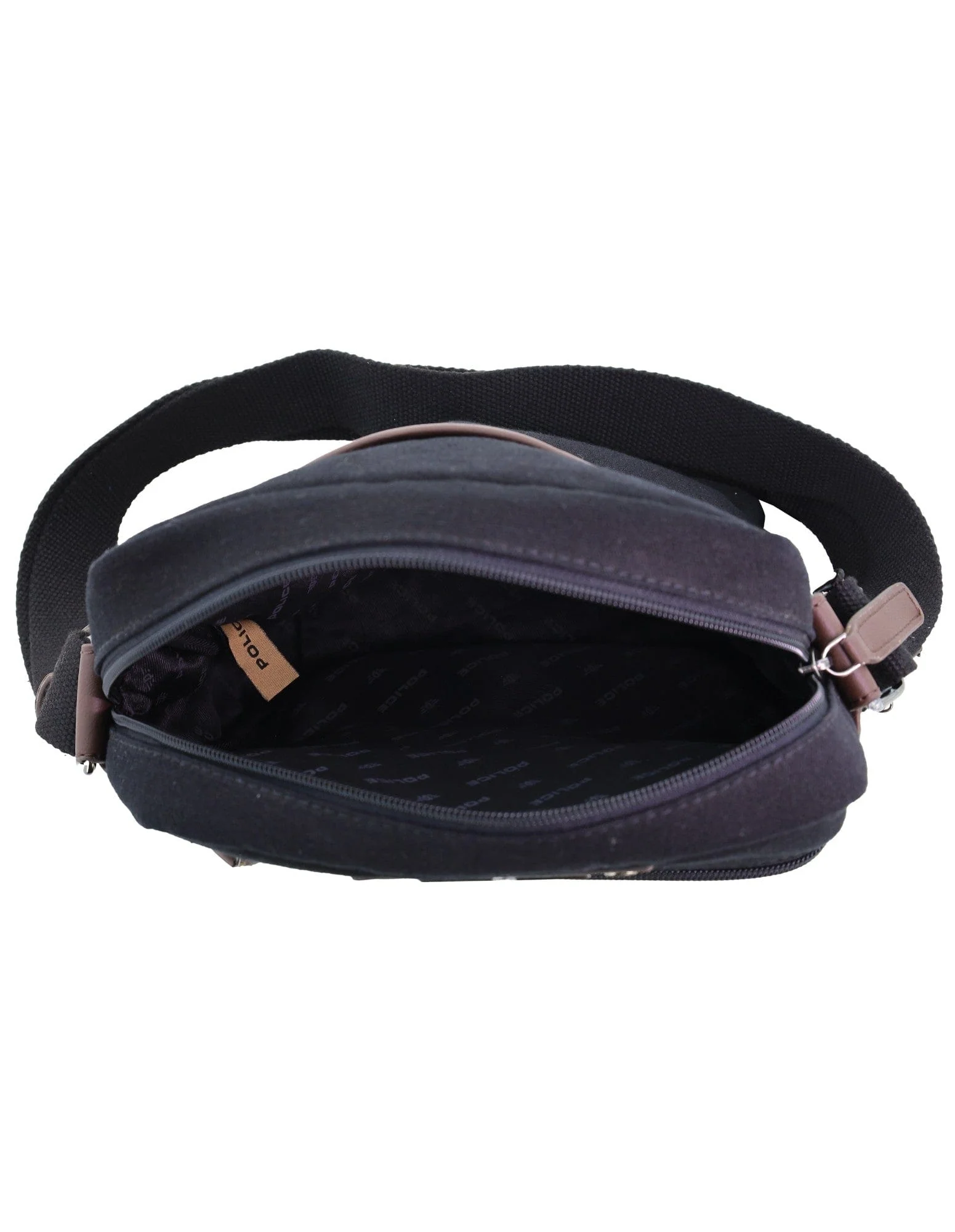 Police Rustic Men's Canvas Messenger Business Shoulder Bag 38cm Black - Image 4