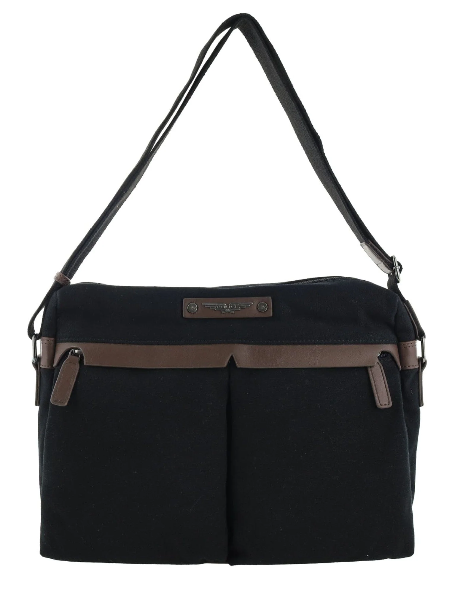 Police Rustic Men's Canvas Messenger Business Shoulder Bag 38cm Black - Image 7