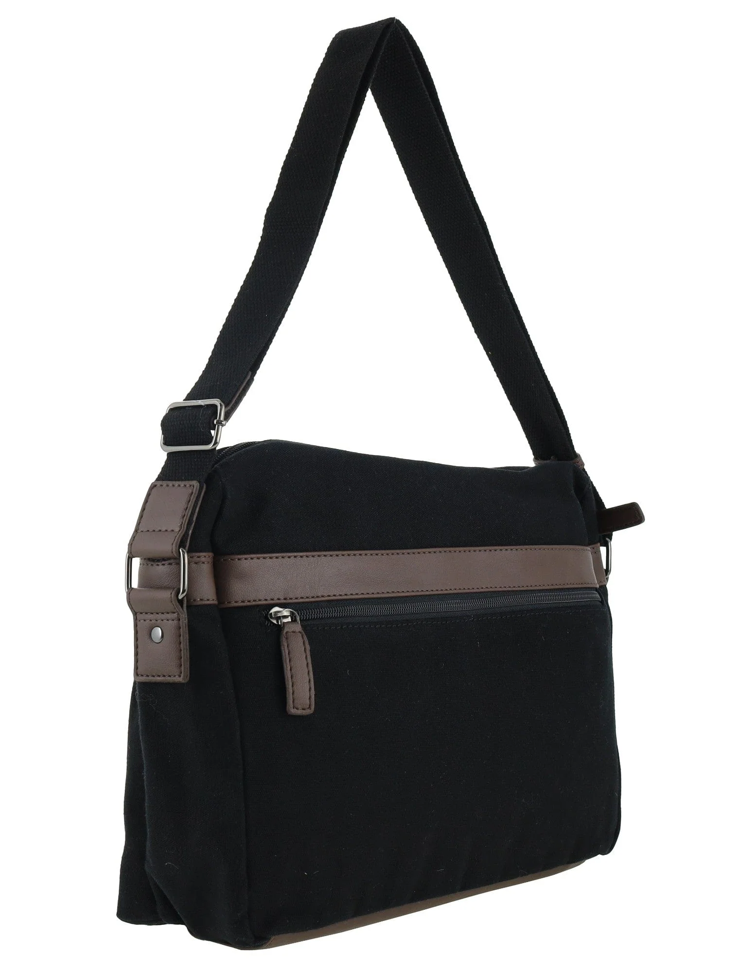 Police Rustic Men's Canvas Messenger Business Shoulder Bag 38cm Black - Image 8