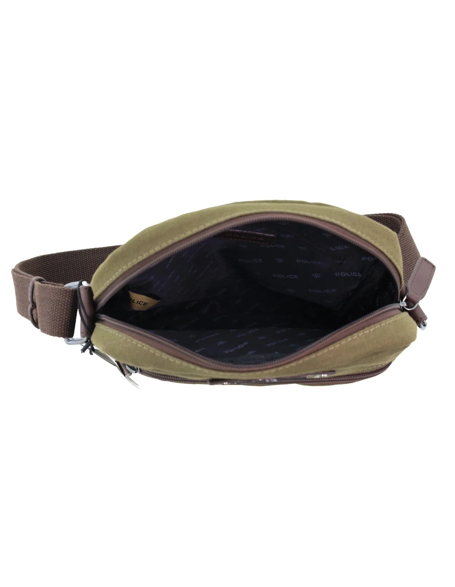 Police Rustic Men's Canvas Messenger Business Shoulder Bag 38cm Dark Olive - Image 4