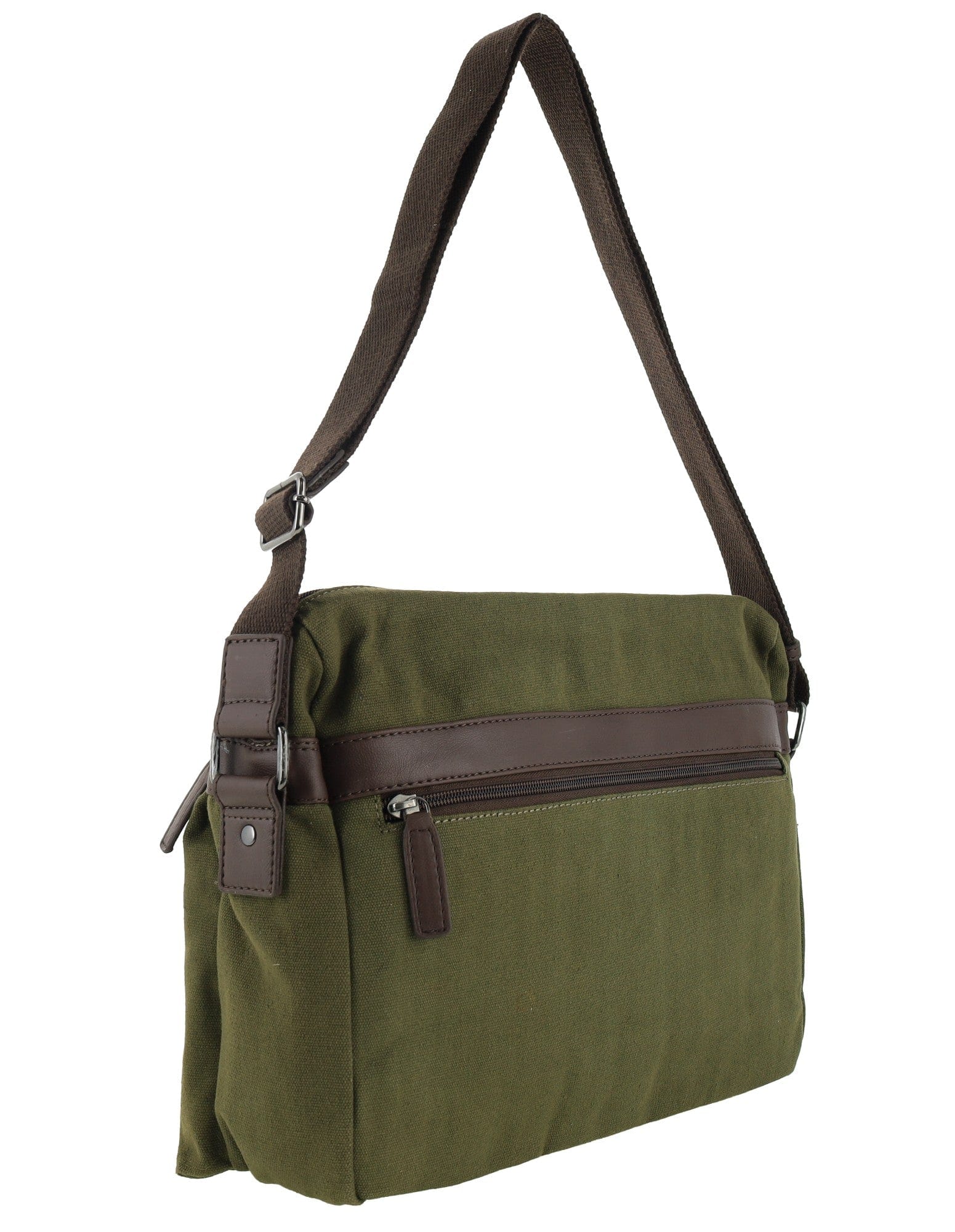 Police Rustic Men's Canvas Messenger Business Shoulder Bag 38cm Dark Olive - Image 8