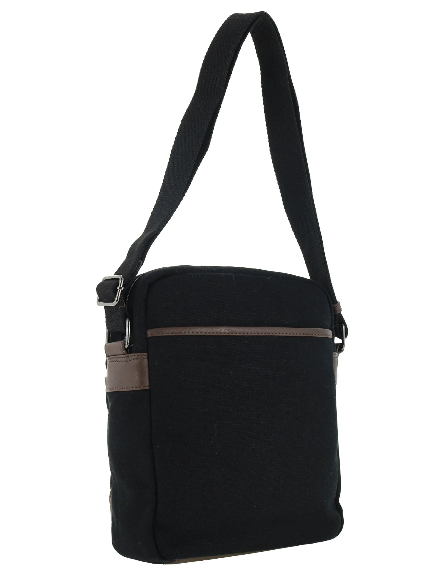 Police Rustic Men's Canvas Shoulder Crossbody Bag with Zip Pocket 29cm (Black) - Image 5