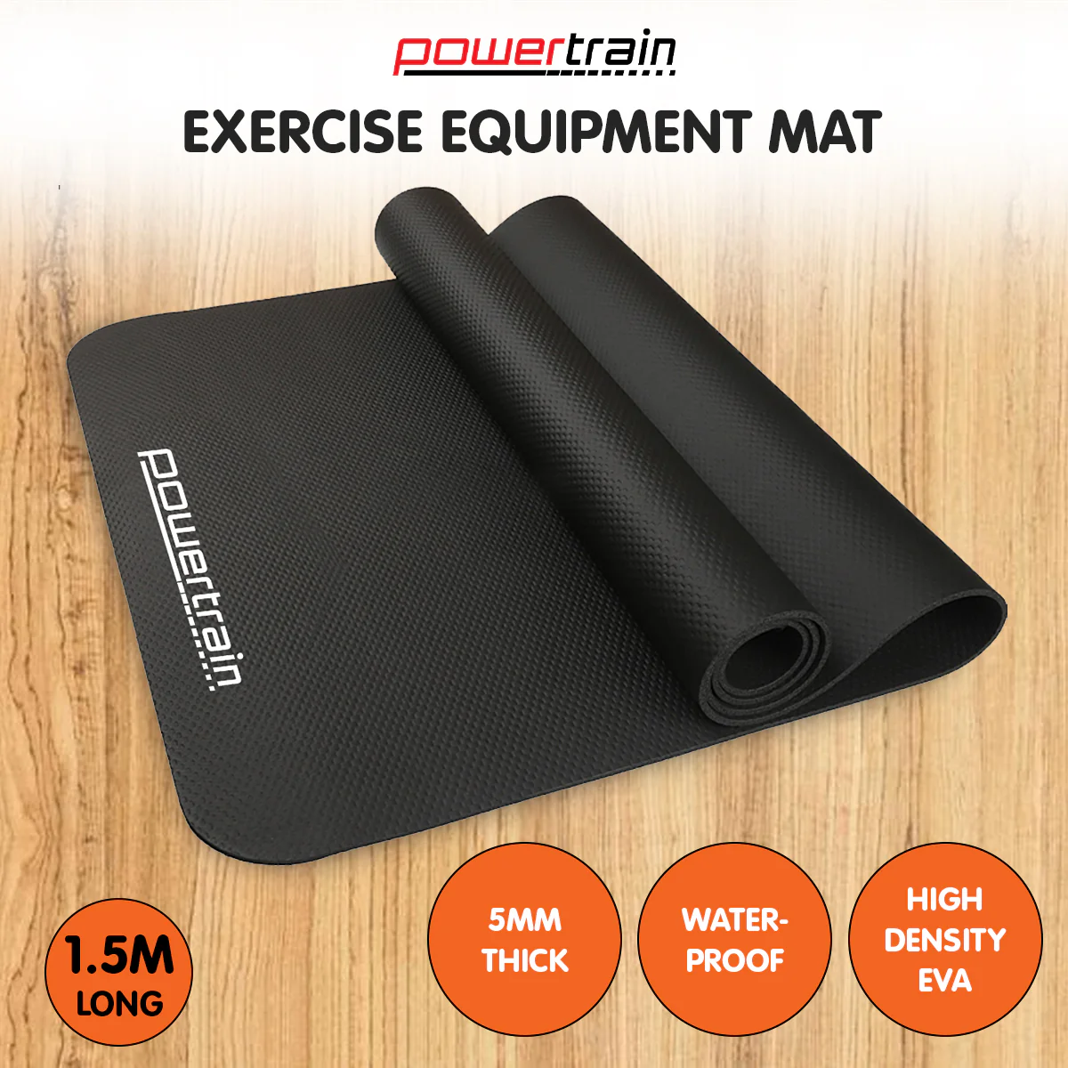 Powertrain 1.5m Exercise Treadmill Equipment Mat Floor Protection Home Gym - Image 7