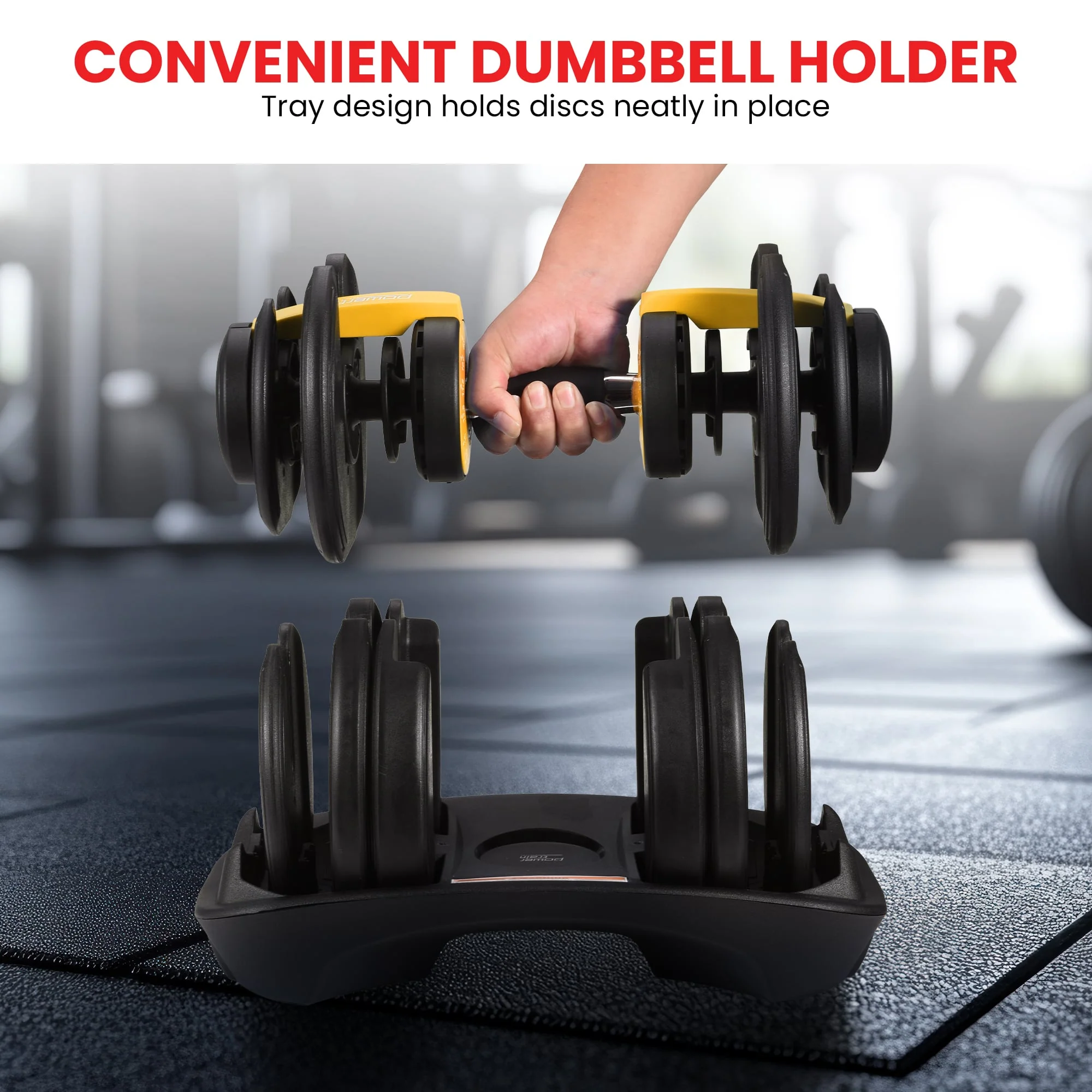 Powertrain 24kg Adjustable Dumbbell Home Gym Exercise Weights Free Workout (Gold) - Image 6