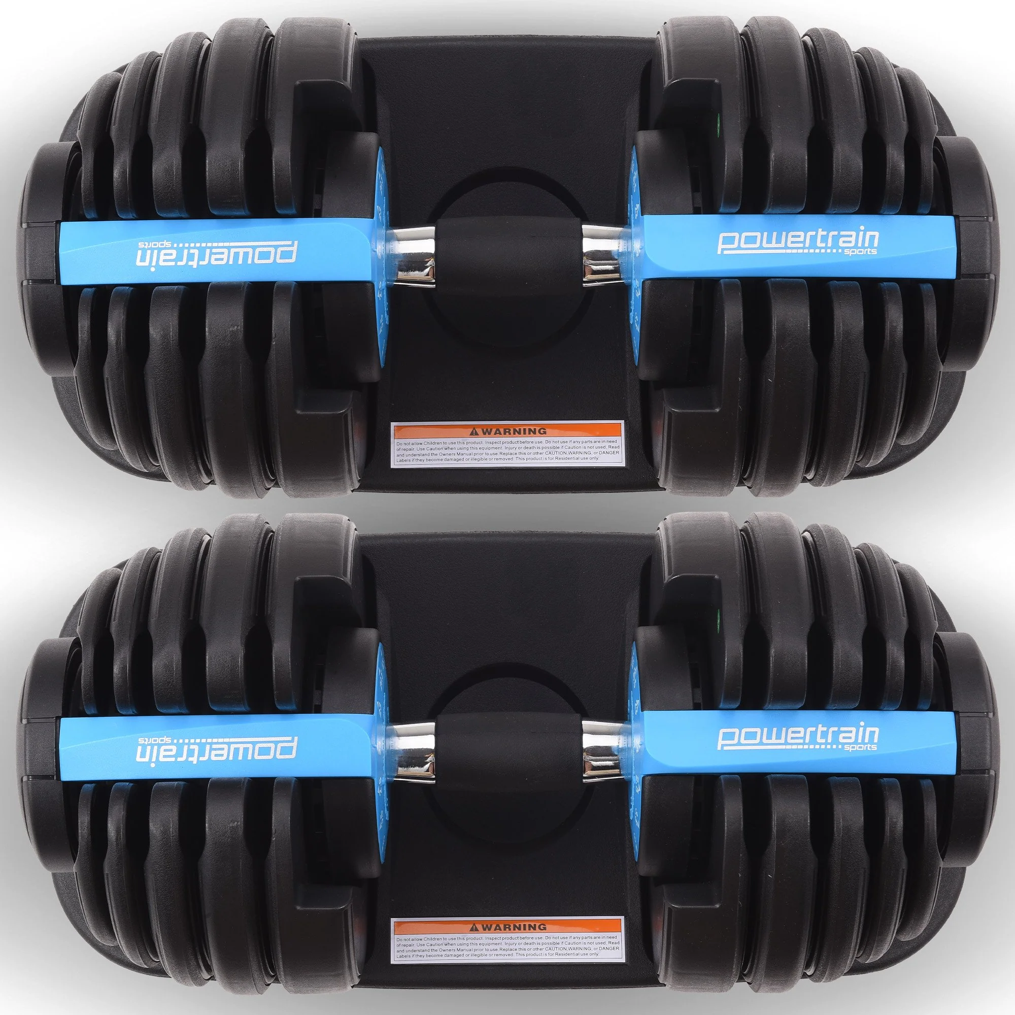 Powertrain 48kg Adjustable Dumbbell Set - Blue - Image 10