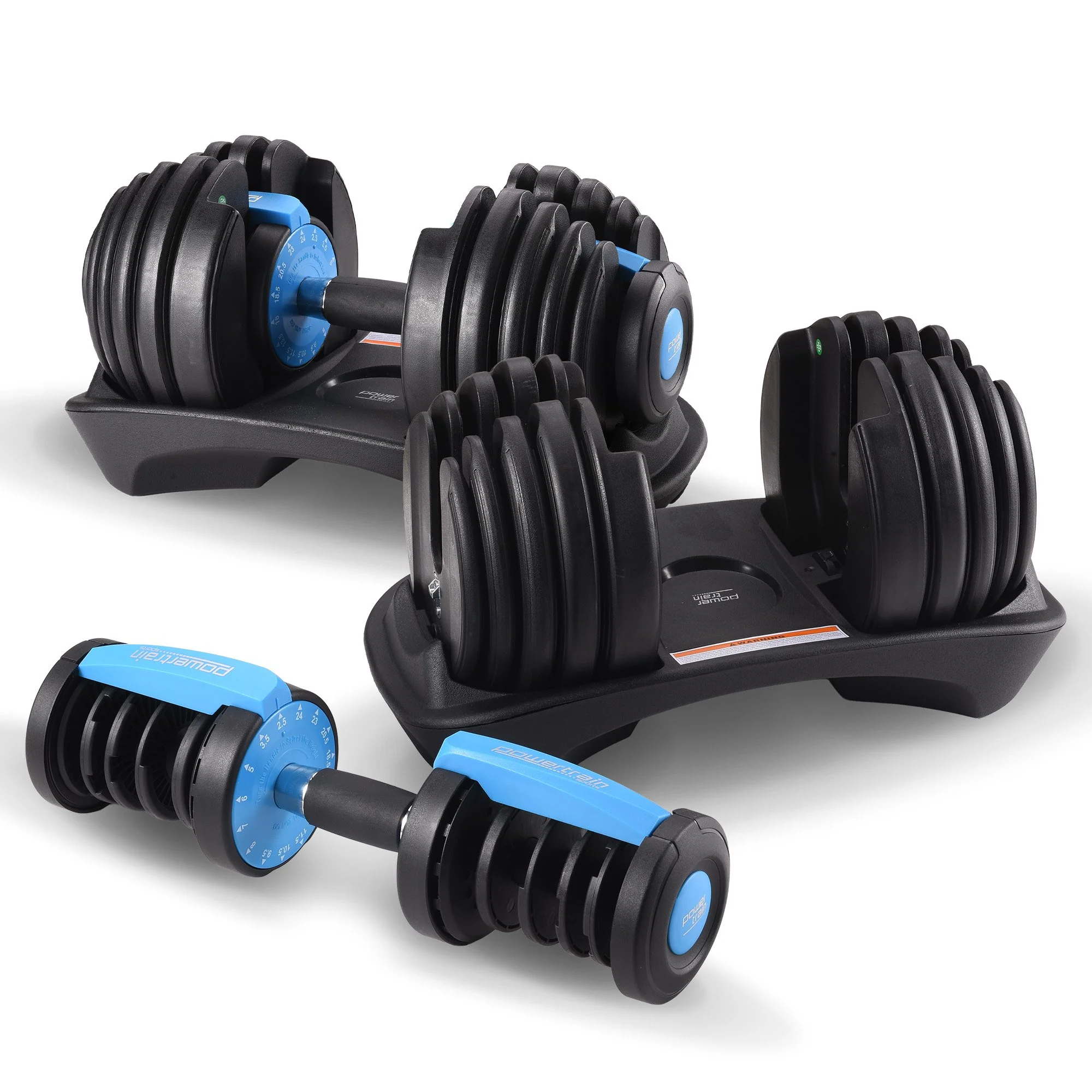 Powertrain 48kg Adjustable Dumbbell Set - Blue - Image 8