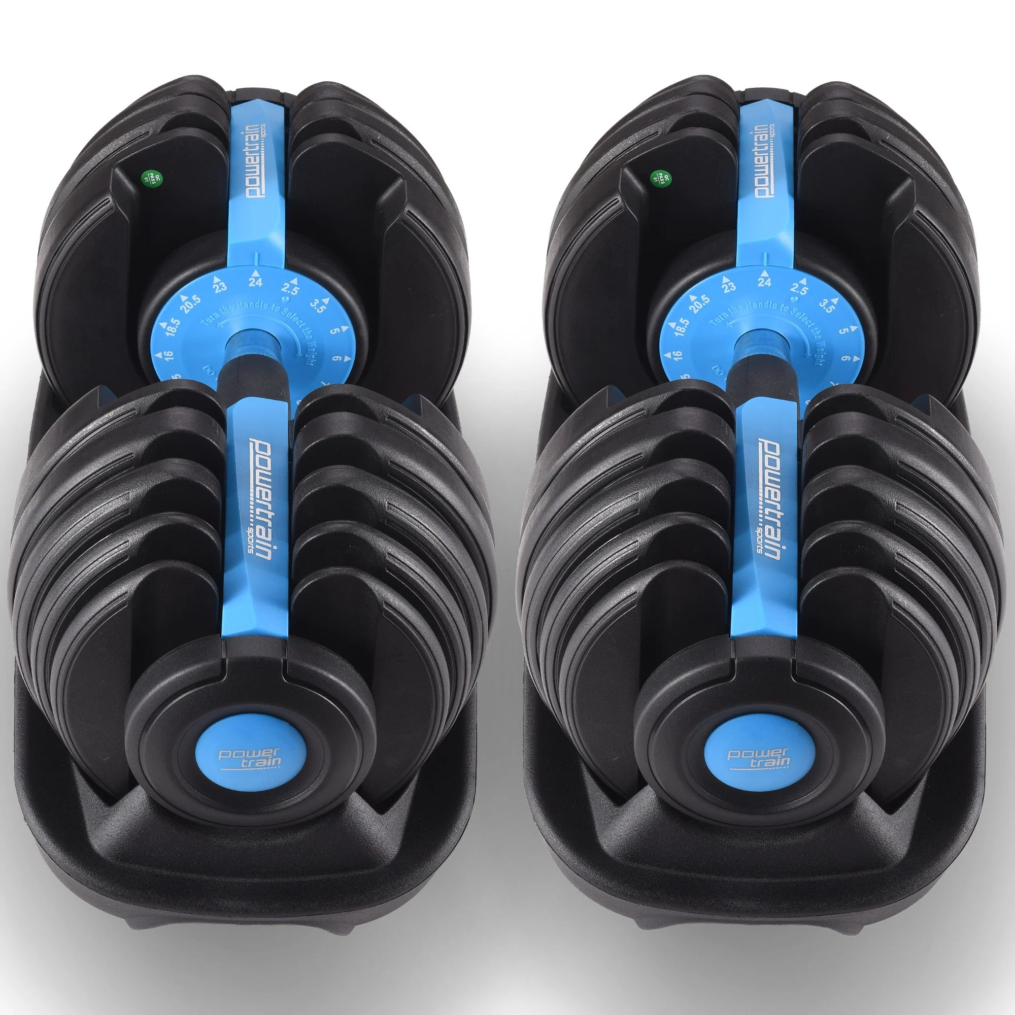 Powertrain 48kg Adjustable Dumbbell Set - Blue - Image 9