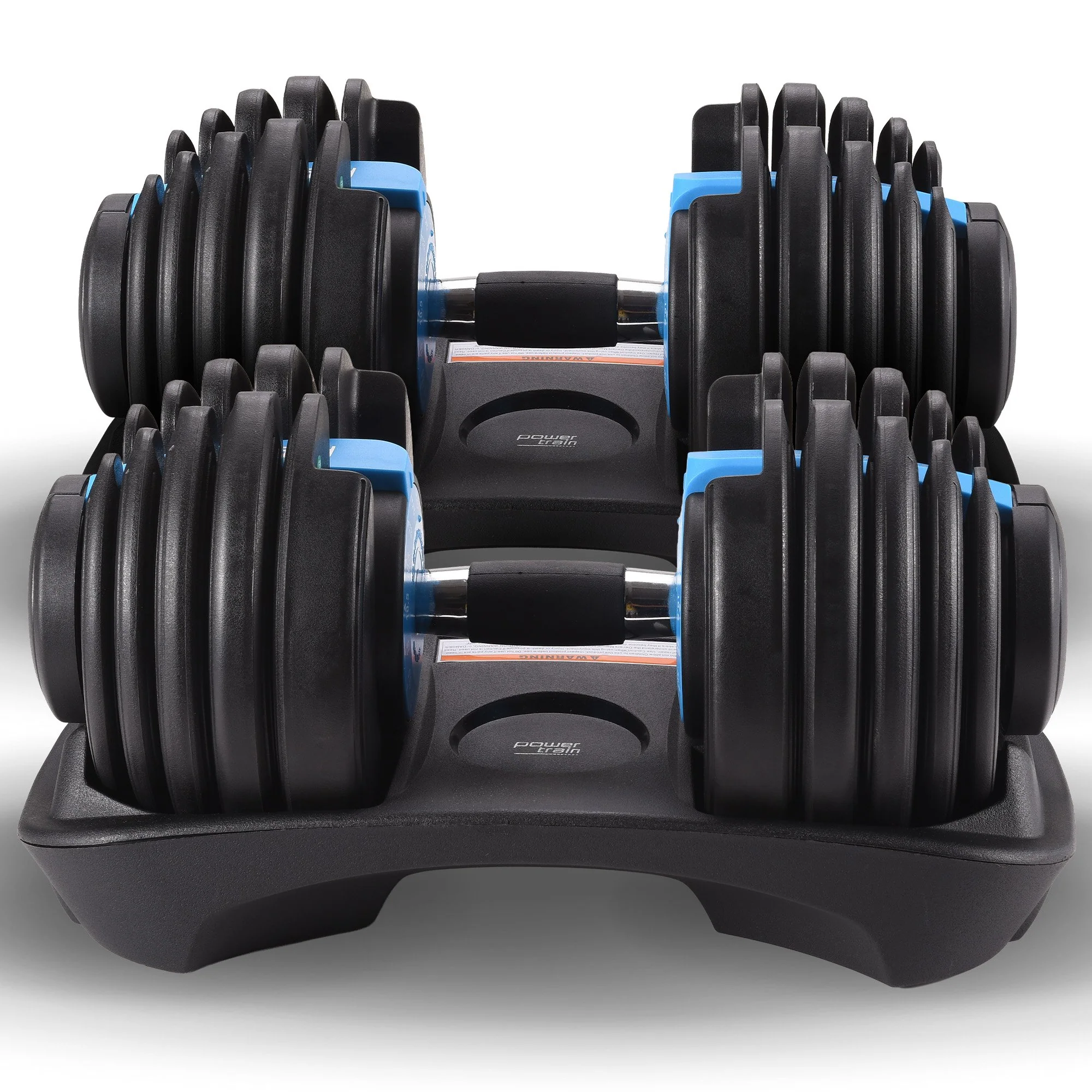 Powertrain 48kg Adjustable Dumbbells with Stand - Blue - Image 9