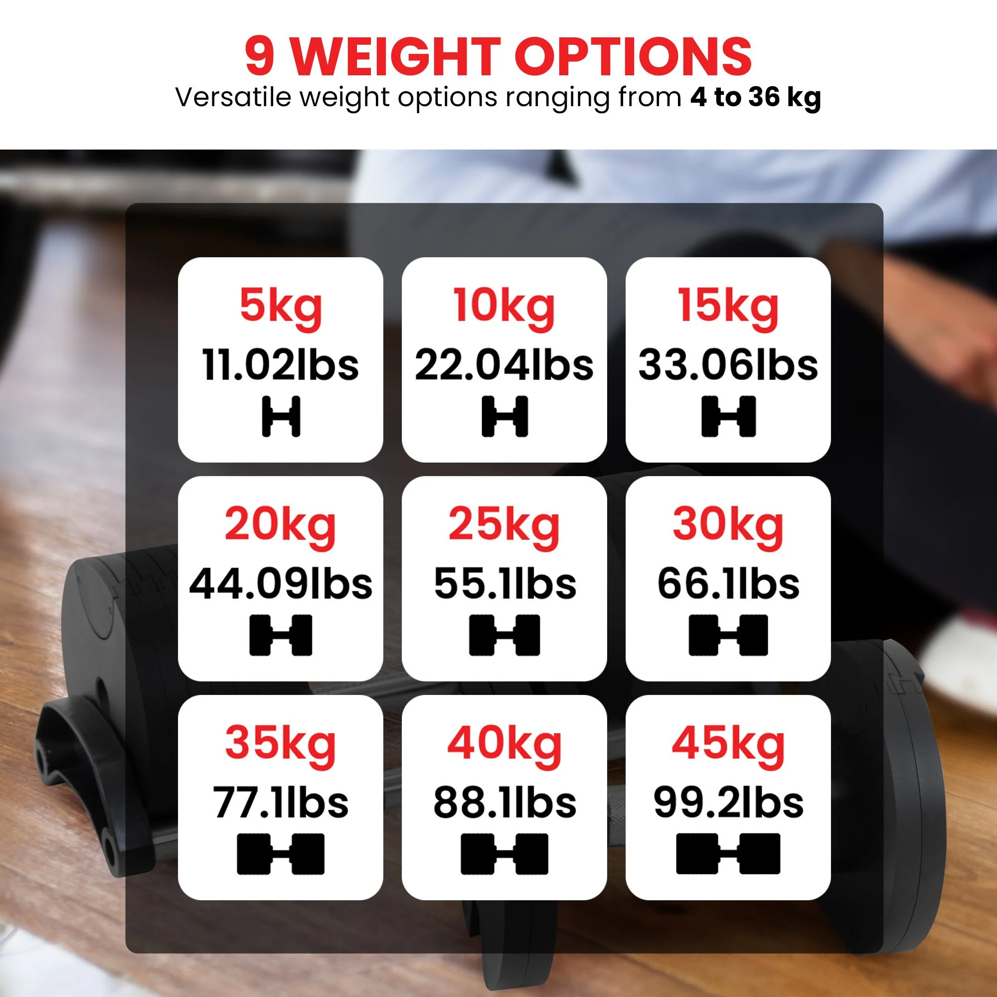 Powertrain Adjustable Dumbbells Eon 2 x 45kg - Image 9