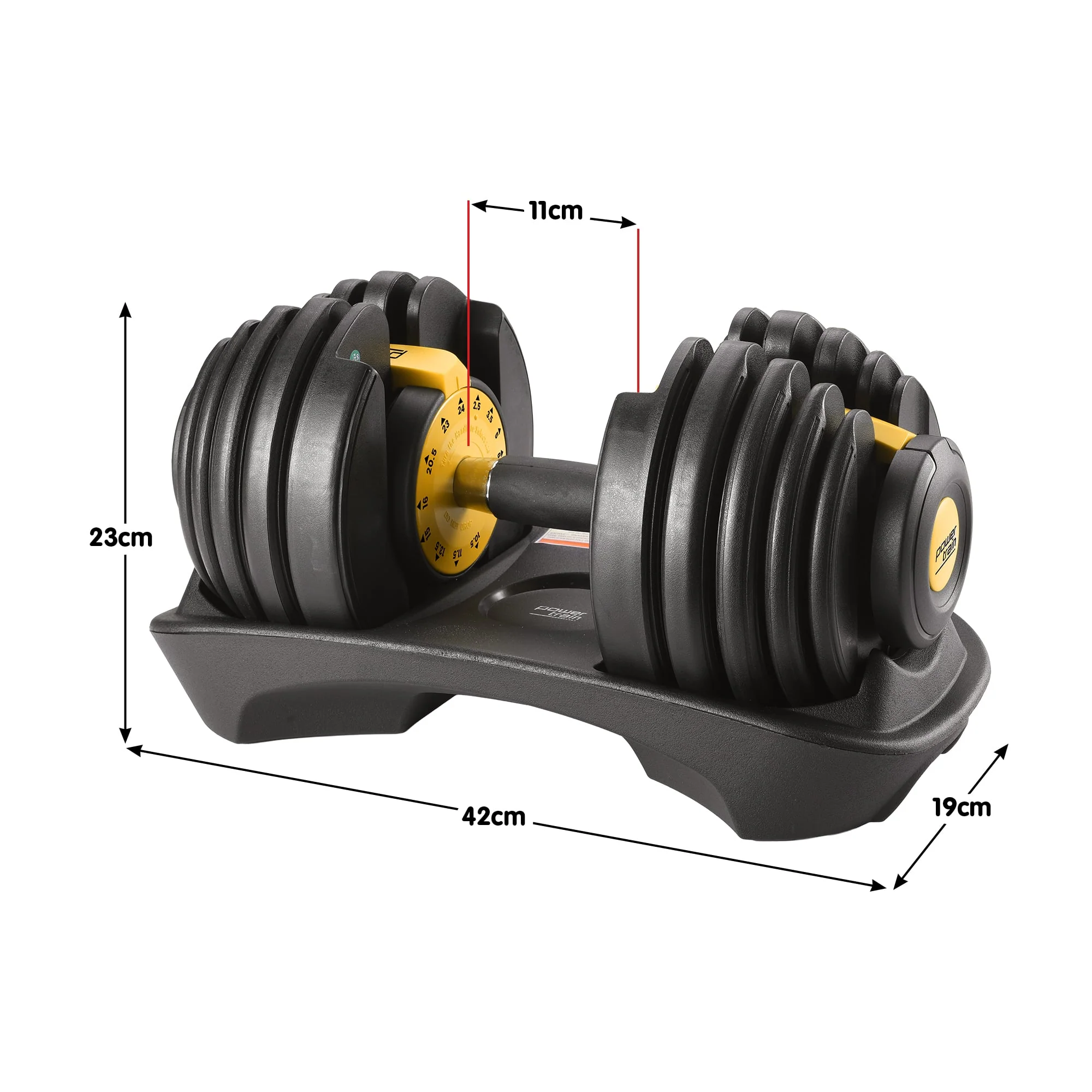 Powertrain Adjustable Dumbbells Set Home Gym Exercise Free Weights 48kg with Stand (Gold) - Image 4
