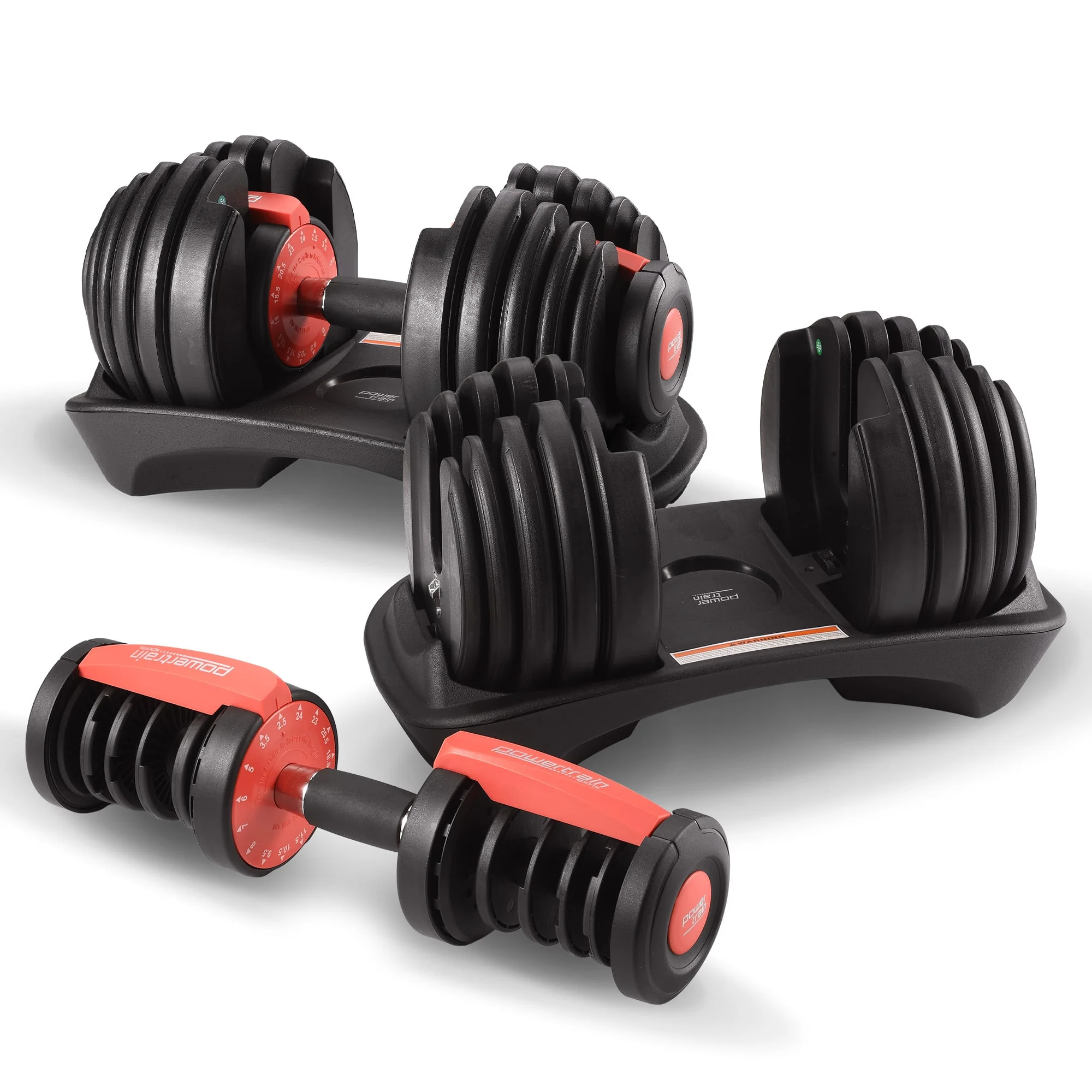 Powertrain Adjustable Dumbbells Set Home Gym Exercise Free Weights 48kg with Stand (Red) - Image 10