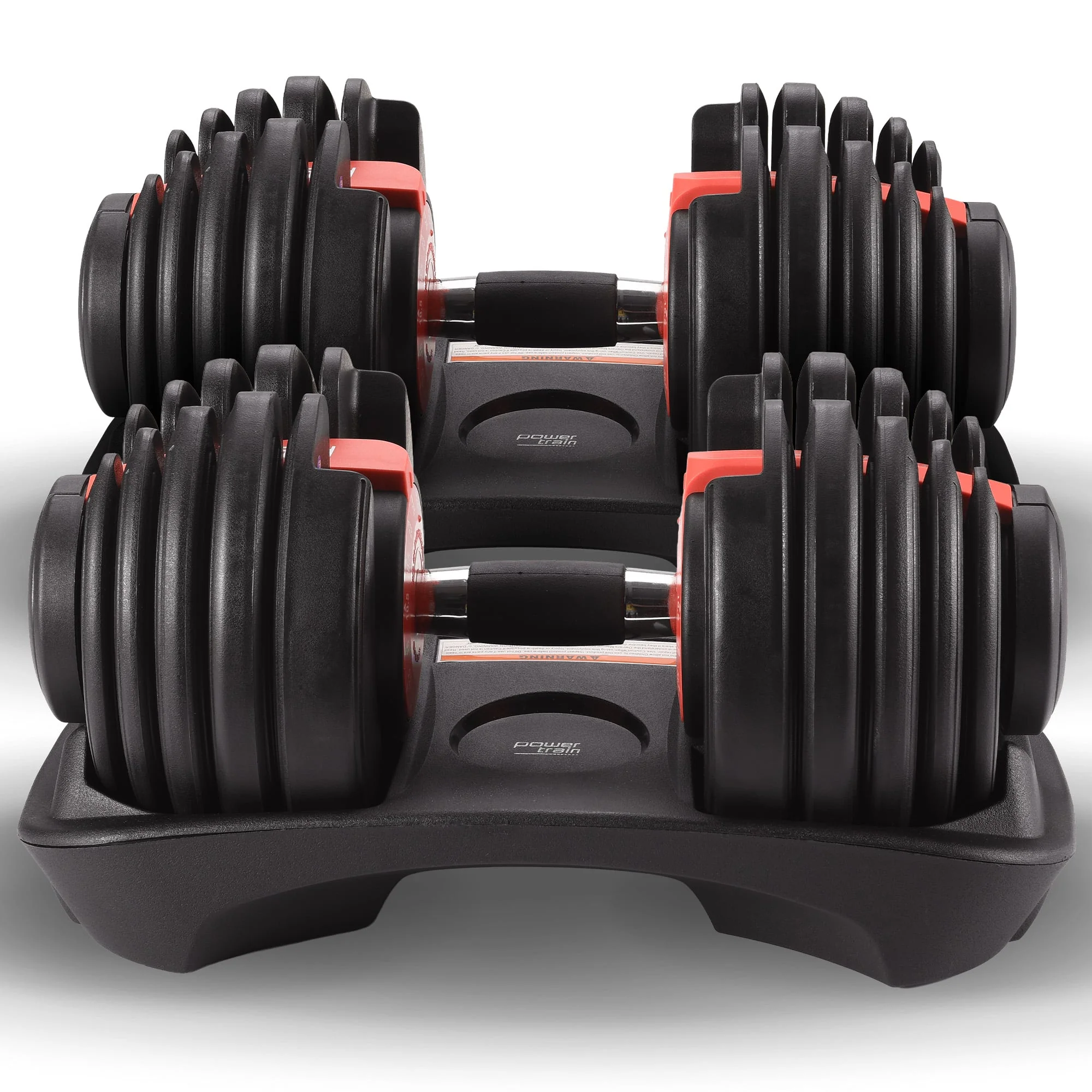 Powertrain Adjustable Dumbbells Set Home Gym Exercise Free Weights 48kg with Stand (Red) - Image 9