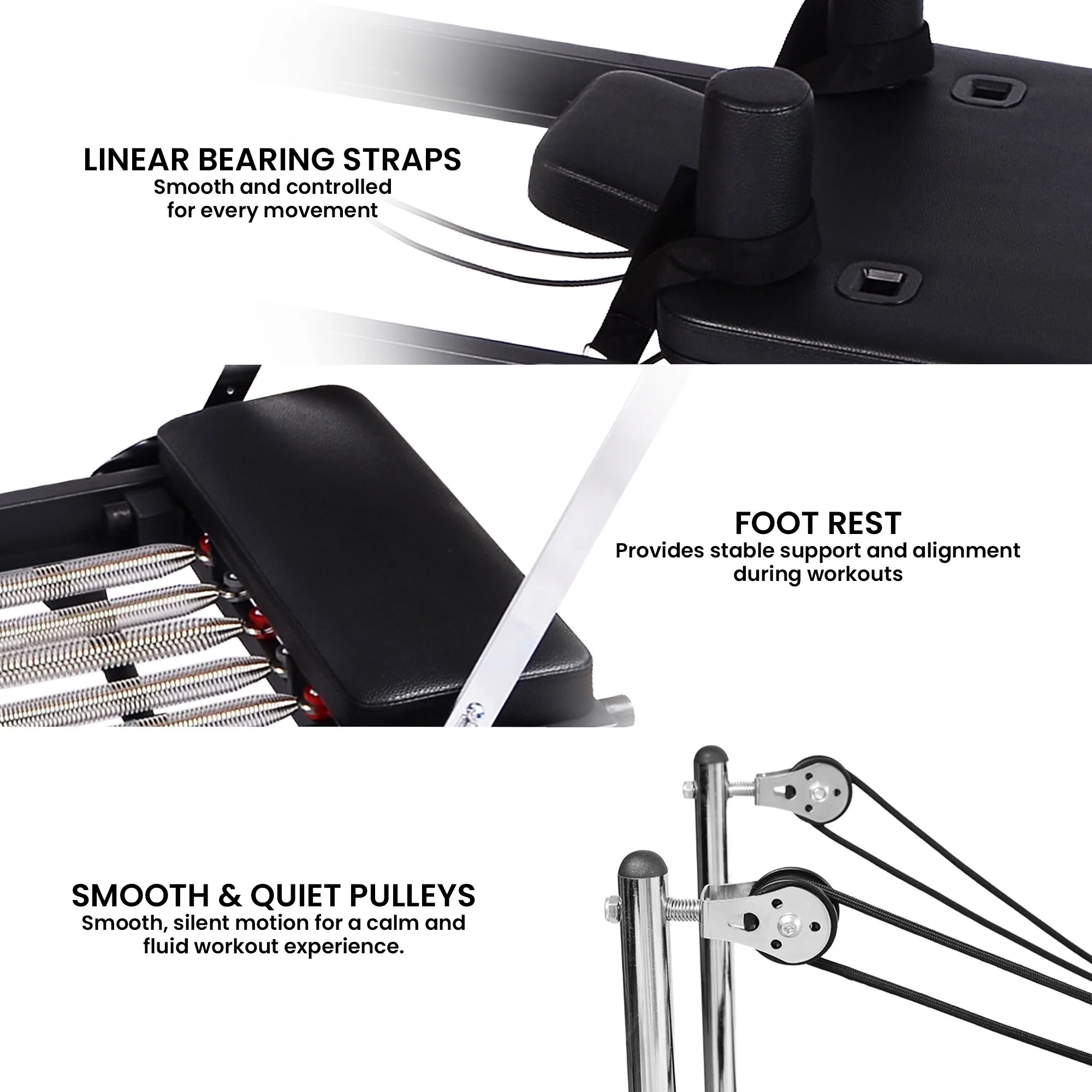 Powertrain Aria Pilates Reformer Machine Steel Foldable Multifunctional Home Gym Equipment (Black) - Image 8