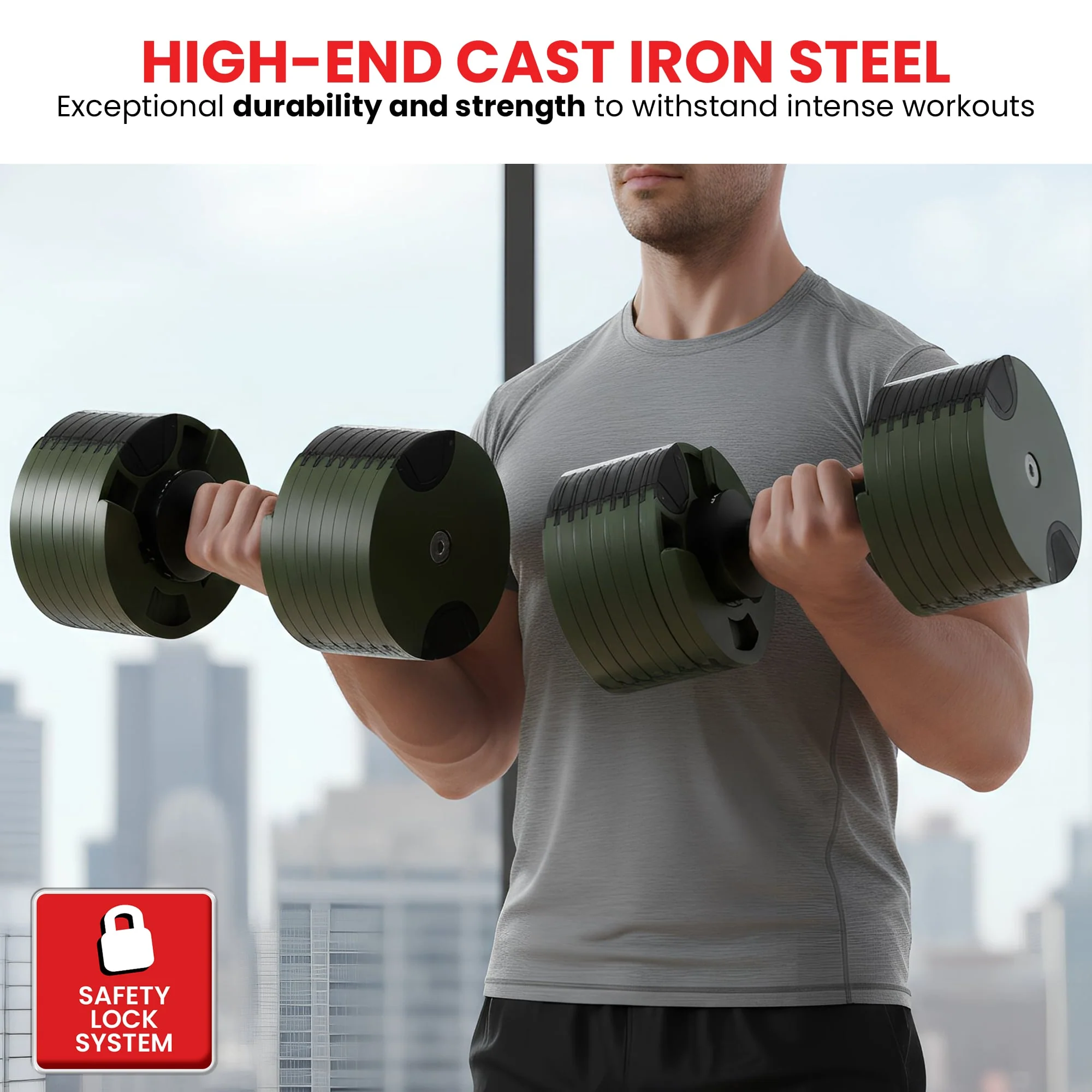 Powertrain Eon Dial Up 45KG Adjustable Dumbbell - Green - Image 9