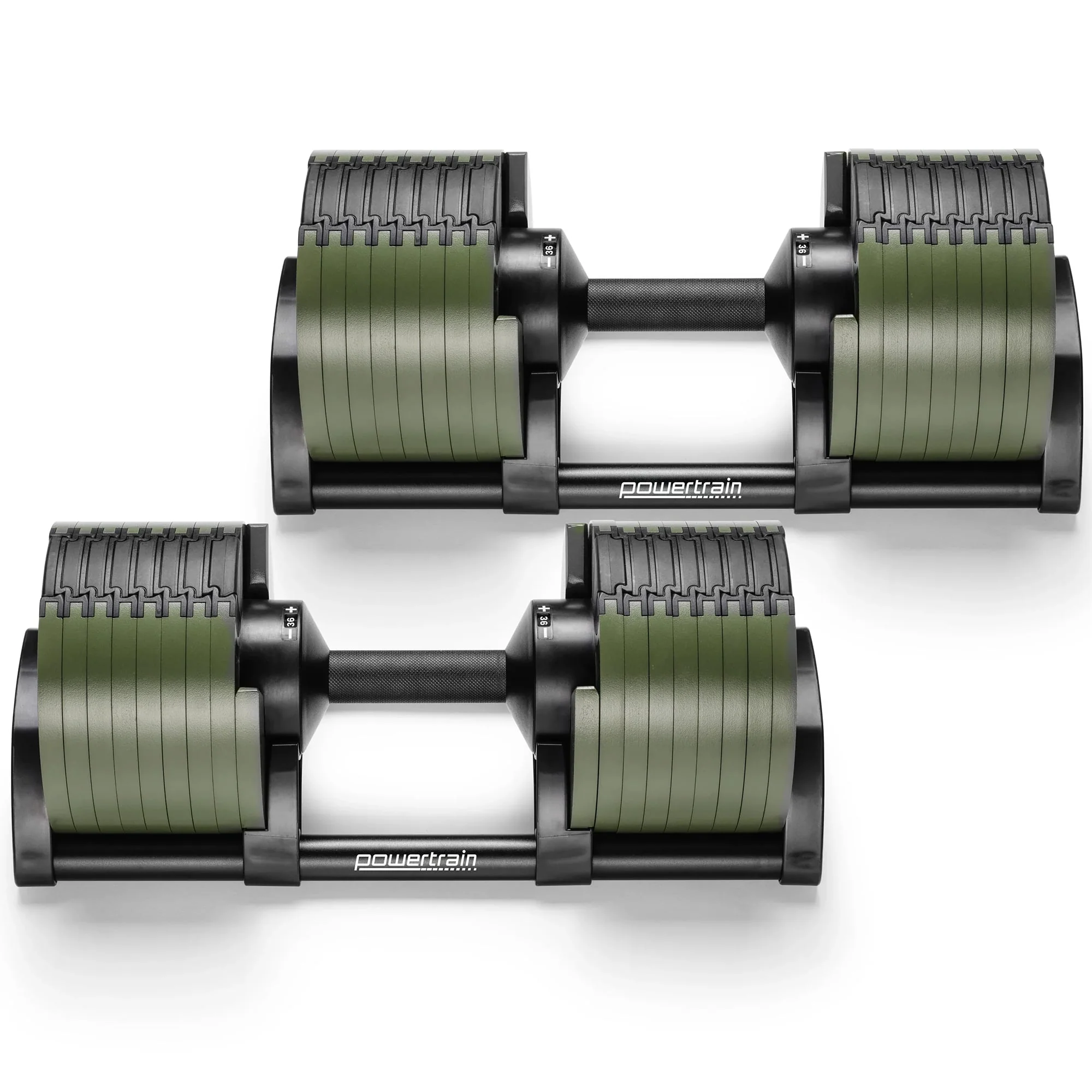 Powertrain Eon Dial Up 72KG Adjustable Dumbbells Pair - Green - Image 4