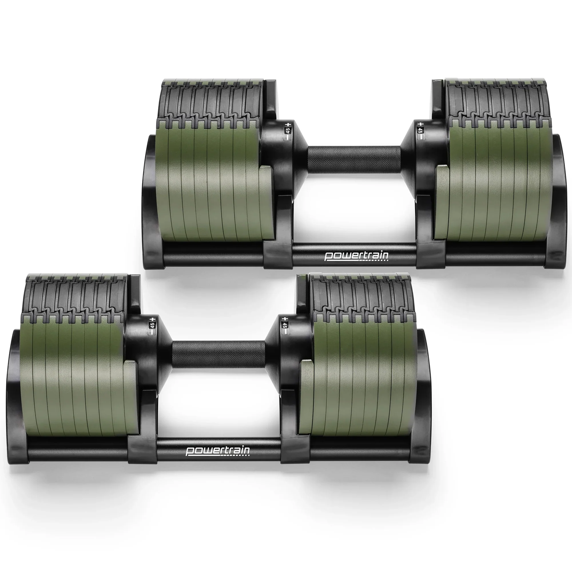 Powertrain Eon Dial Up 90KG Adjustable Dumbbells Pair with Stand - Green - Image 6