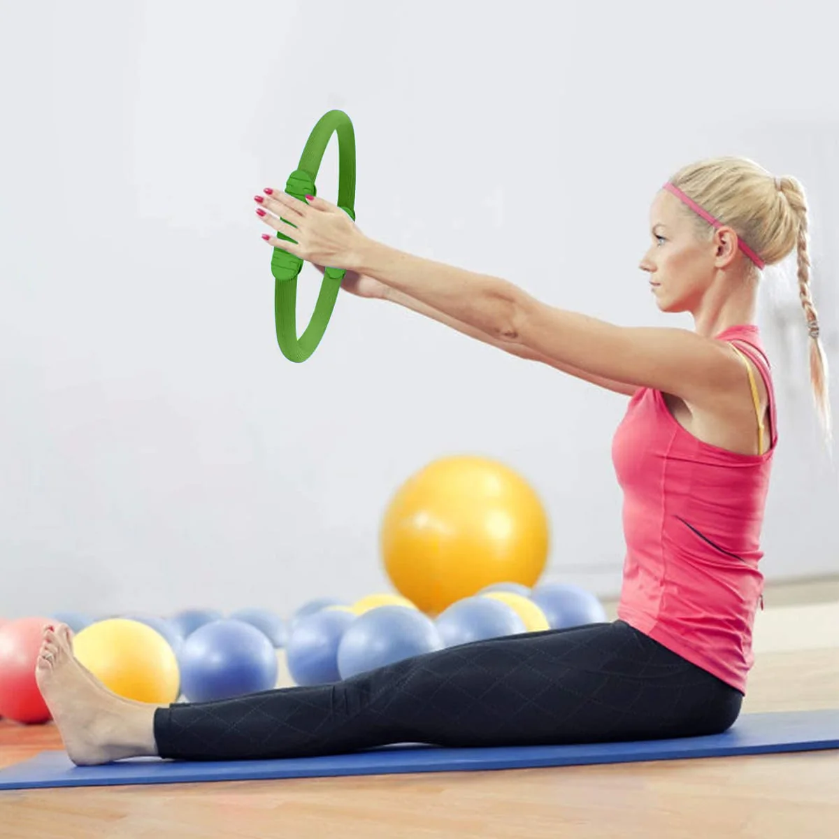 Powertrain Pilates Ring Band Yoga Home Workout Exercise Band - Green - Image 8